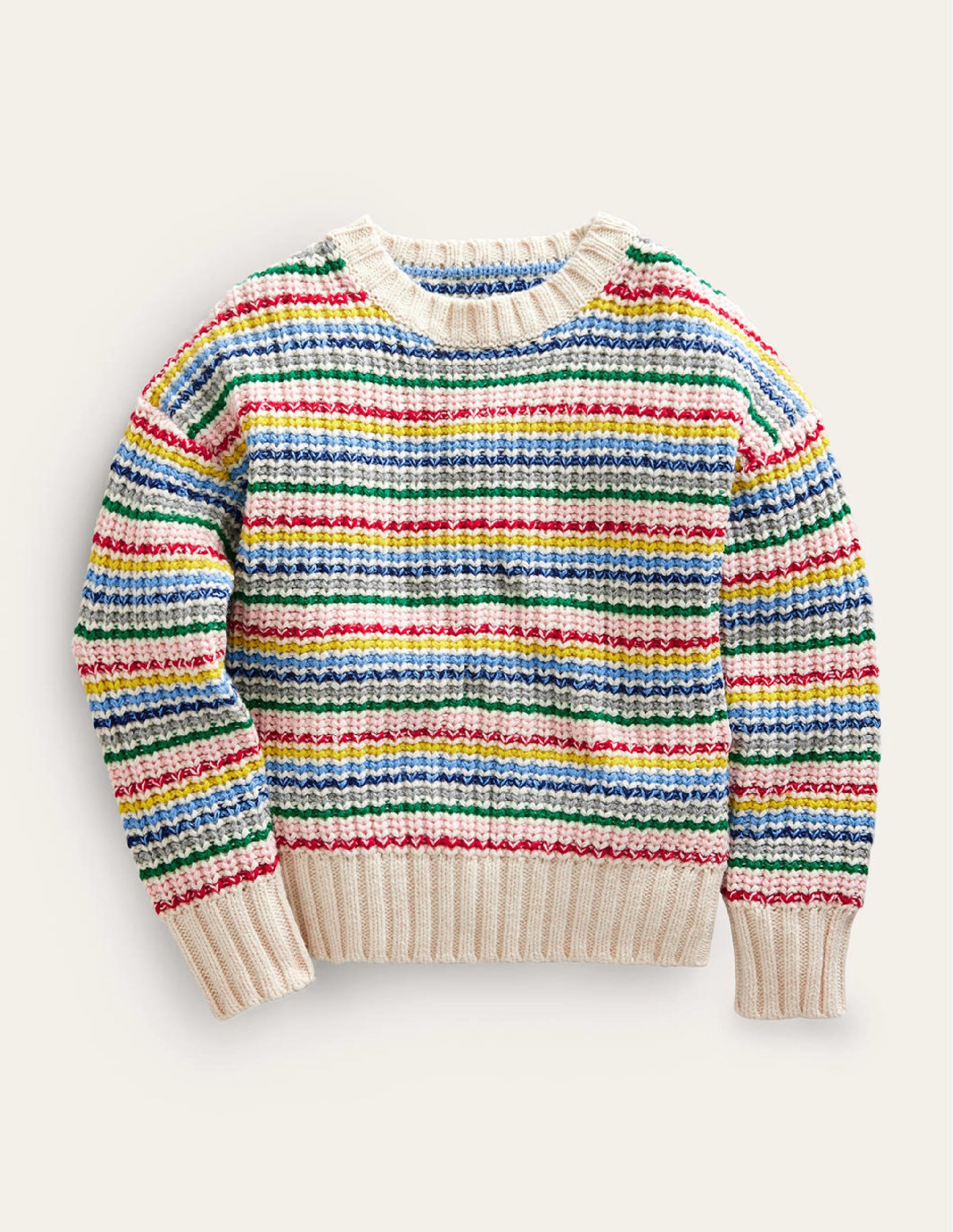 Chunky Striped Jumper-Ivory Multi Stripe - Image 1