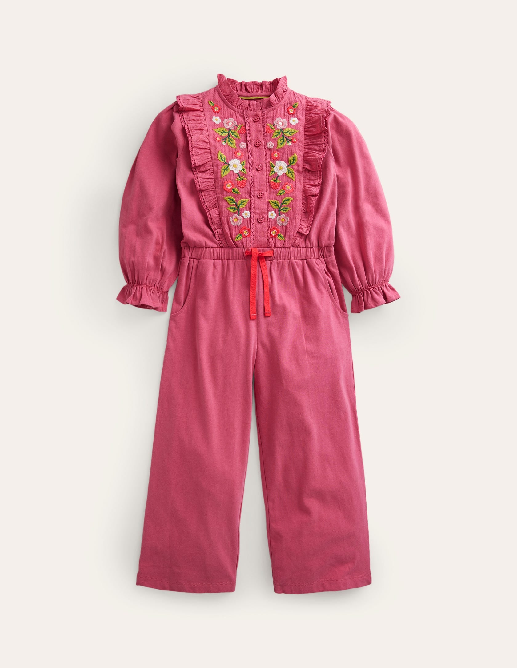 Embroidered Jersey Jumpsuit-Blush Pink - Image 1