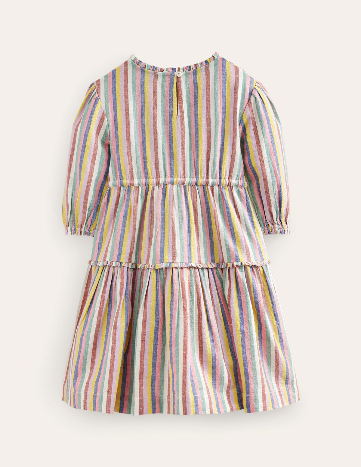Striped Woven Dress-Brown and Lilac Rainbow-2