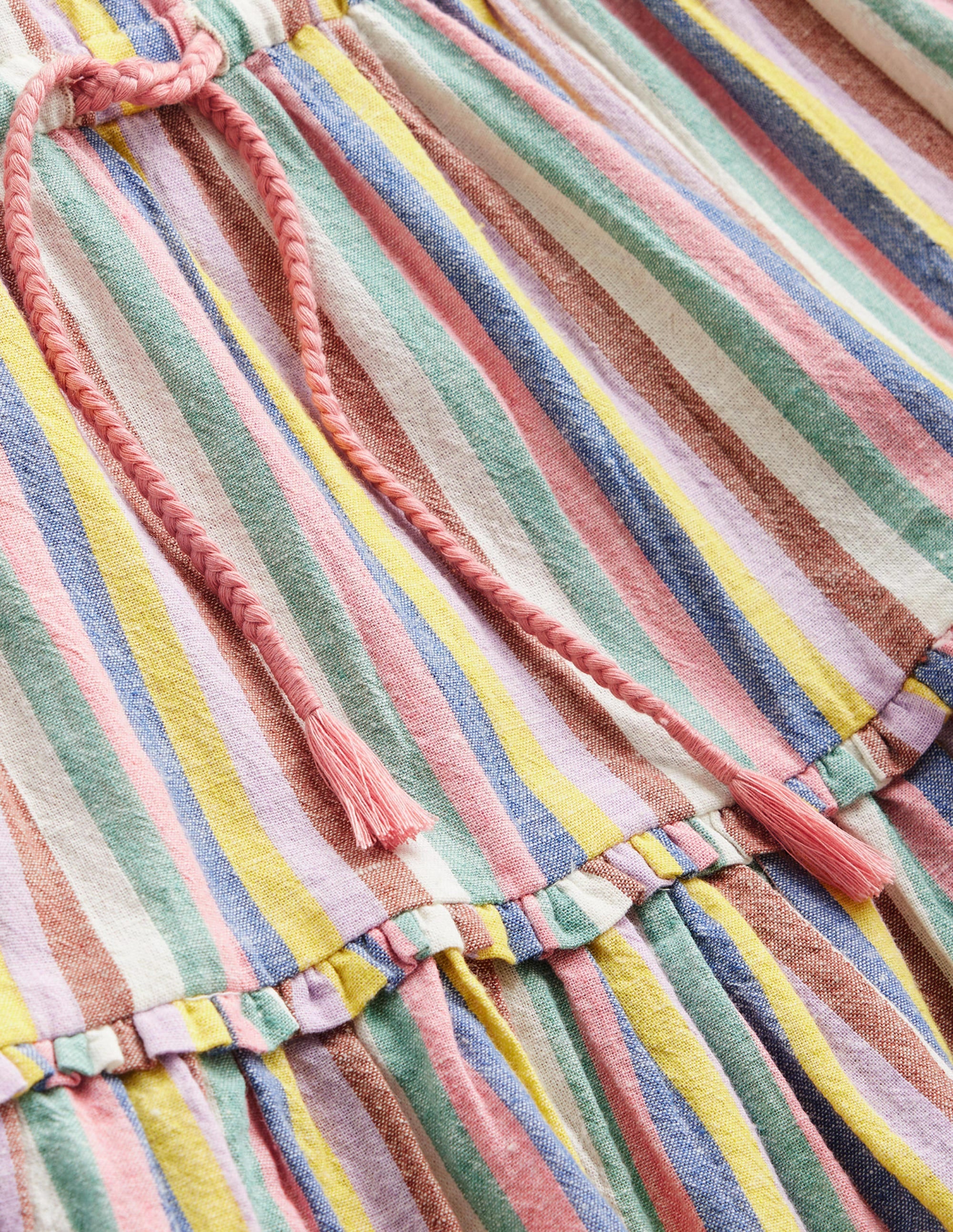 Striped Woven Dress-Brown and Lilac Rainbow - Image 3