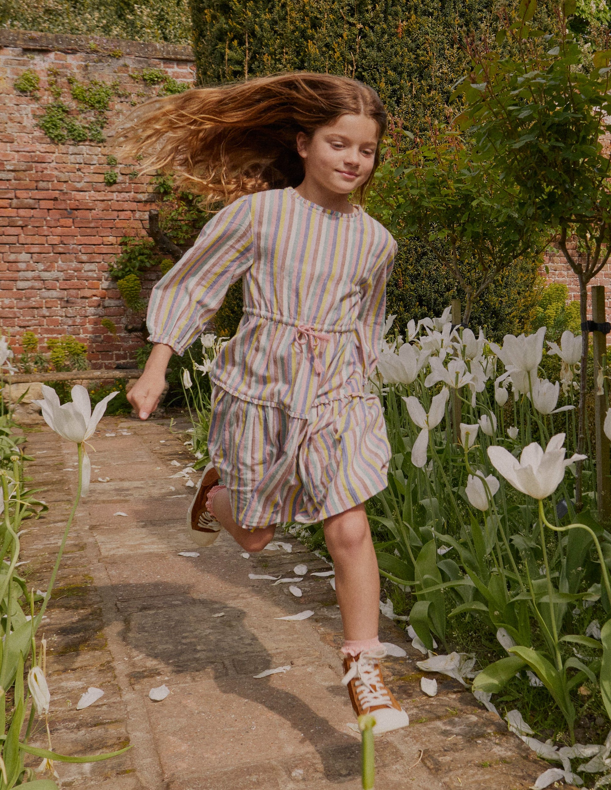 Striped Woven Dress-Brown and Lilac Rainbow-4