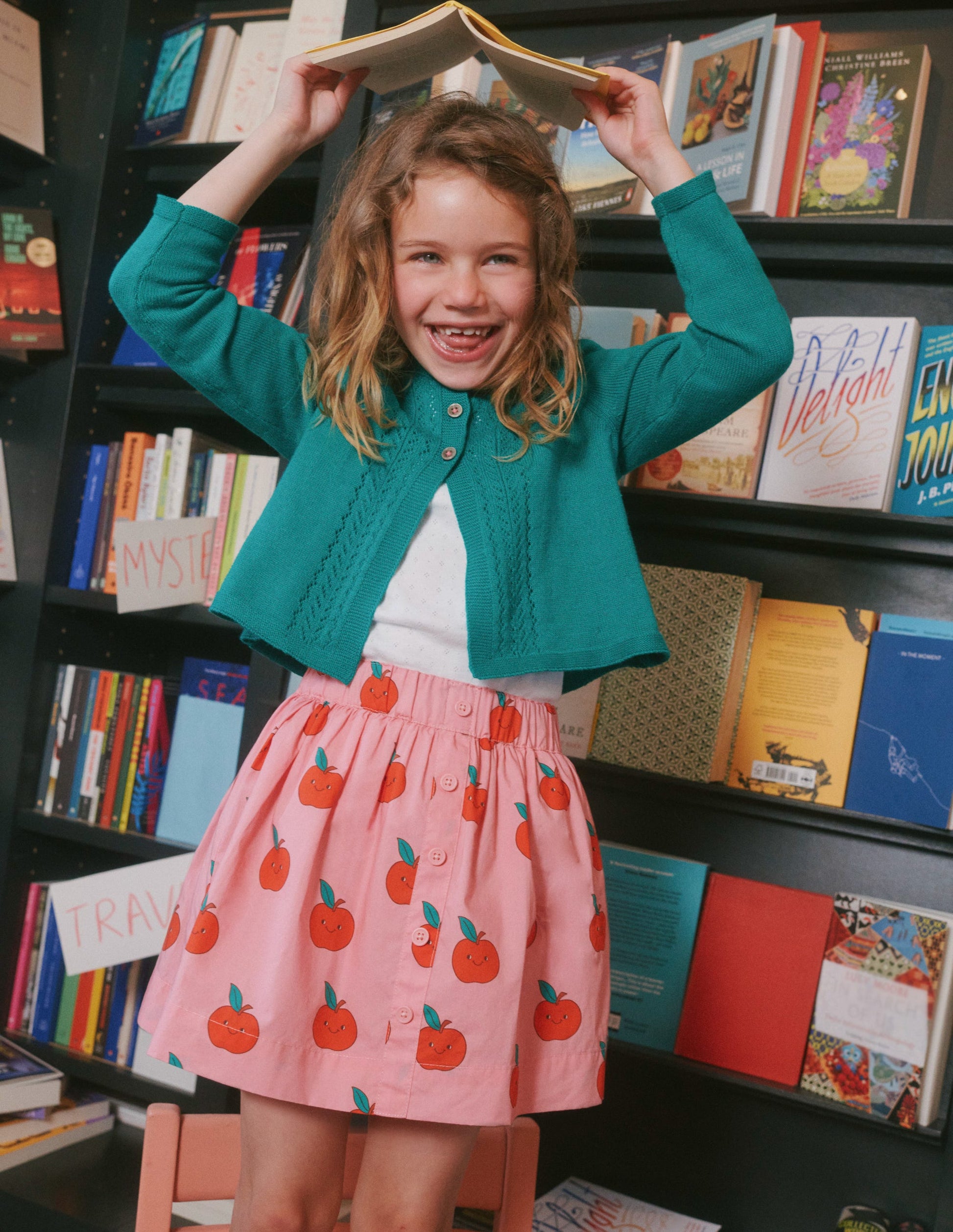 Pull On Twirly Skirt-Almond Pink Apples-4