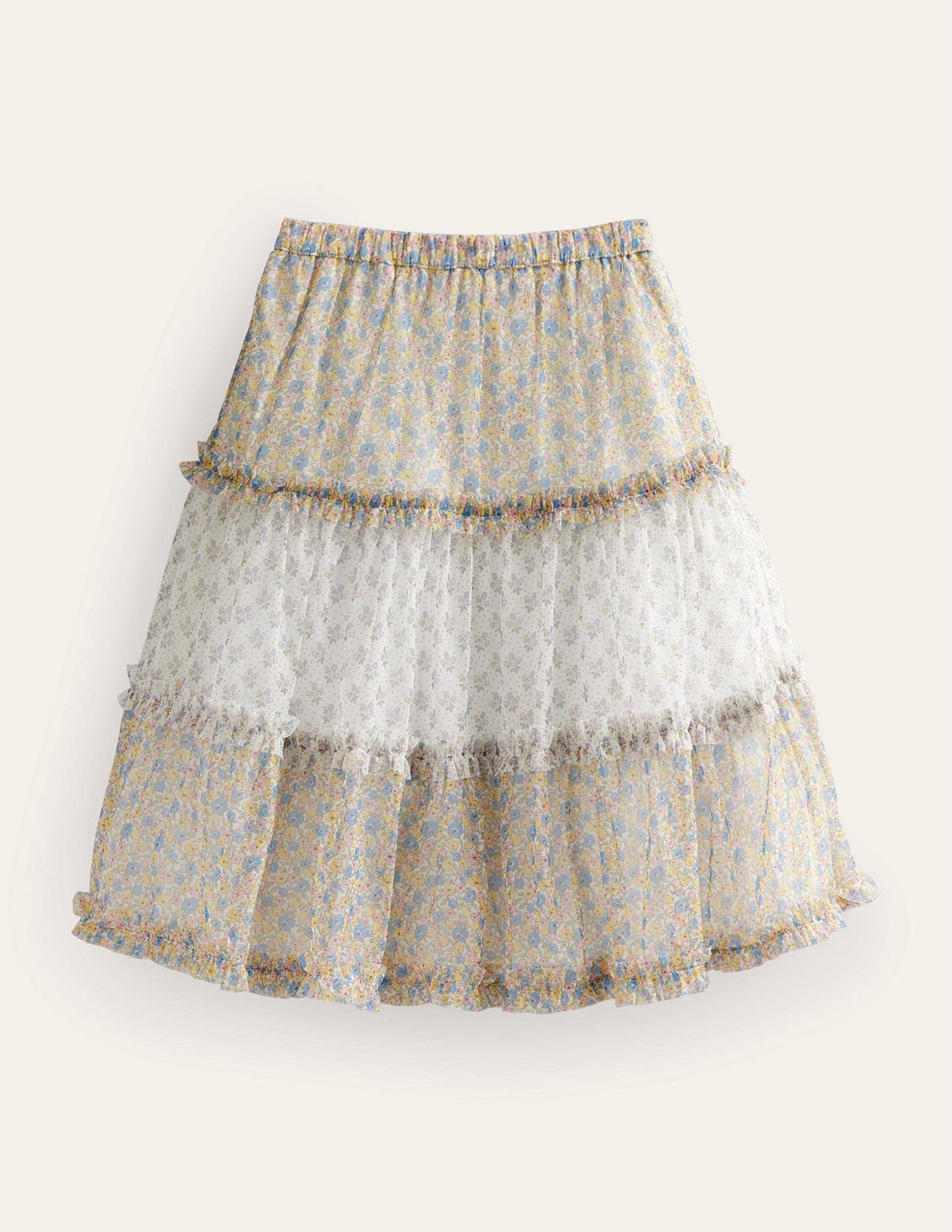 Tulle Midi Skirt-Multi Vintage Pattern-2
