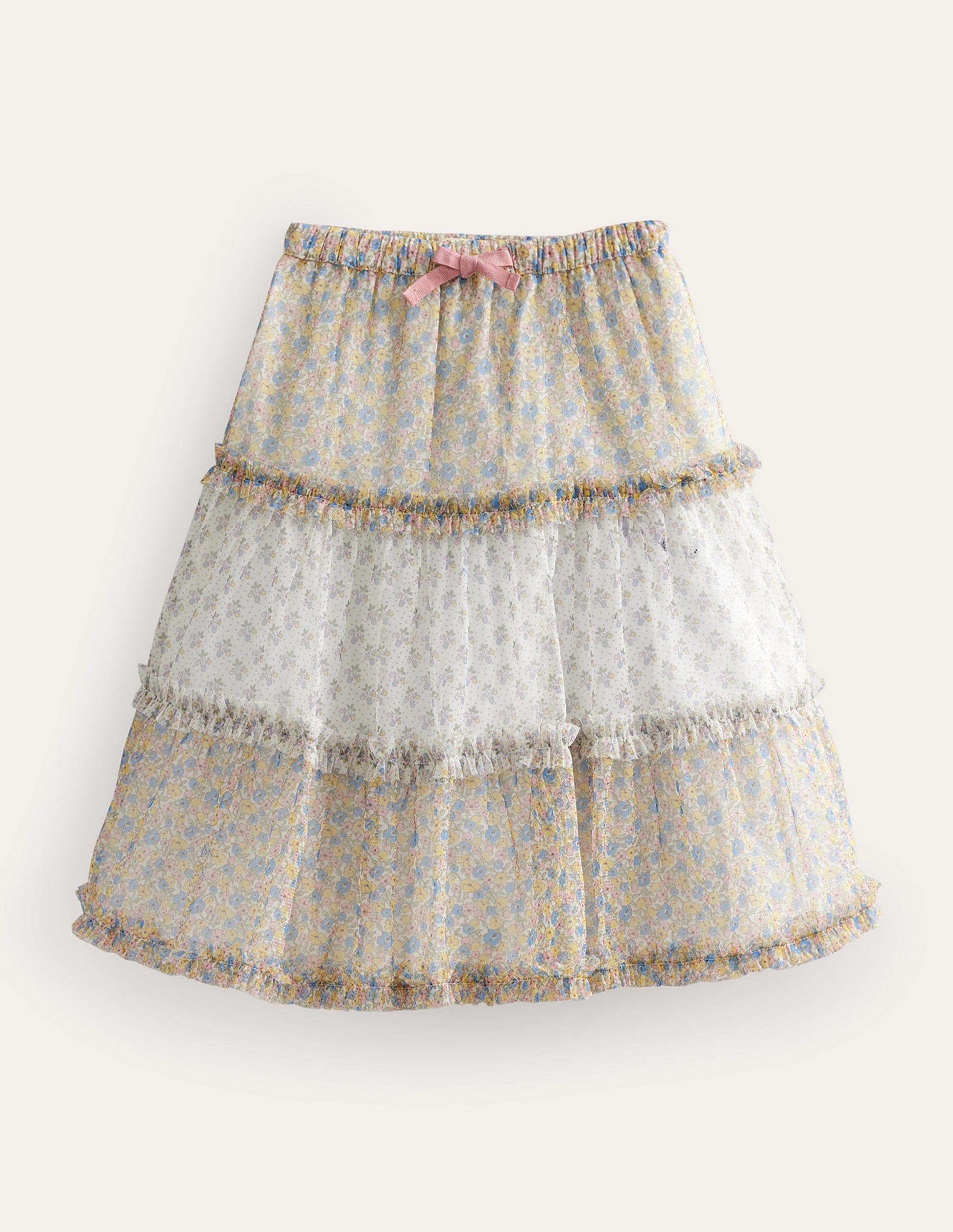 Tulle Midi Skirt-Multi Vintage Pattern-1