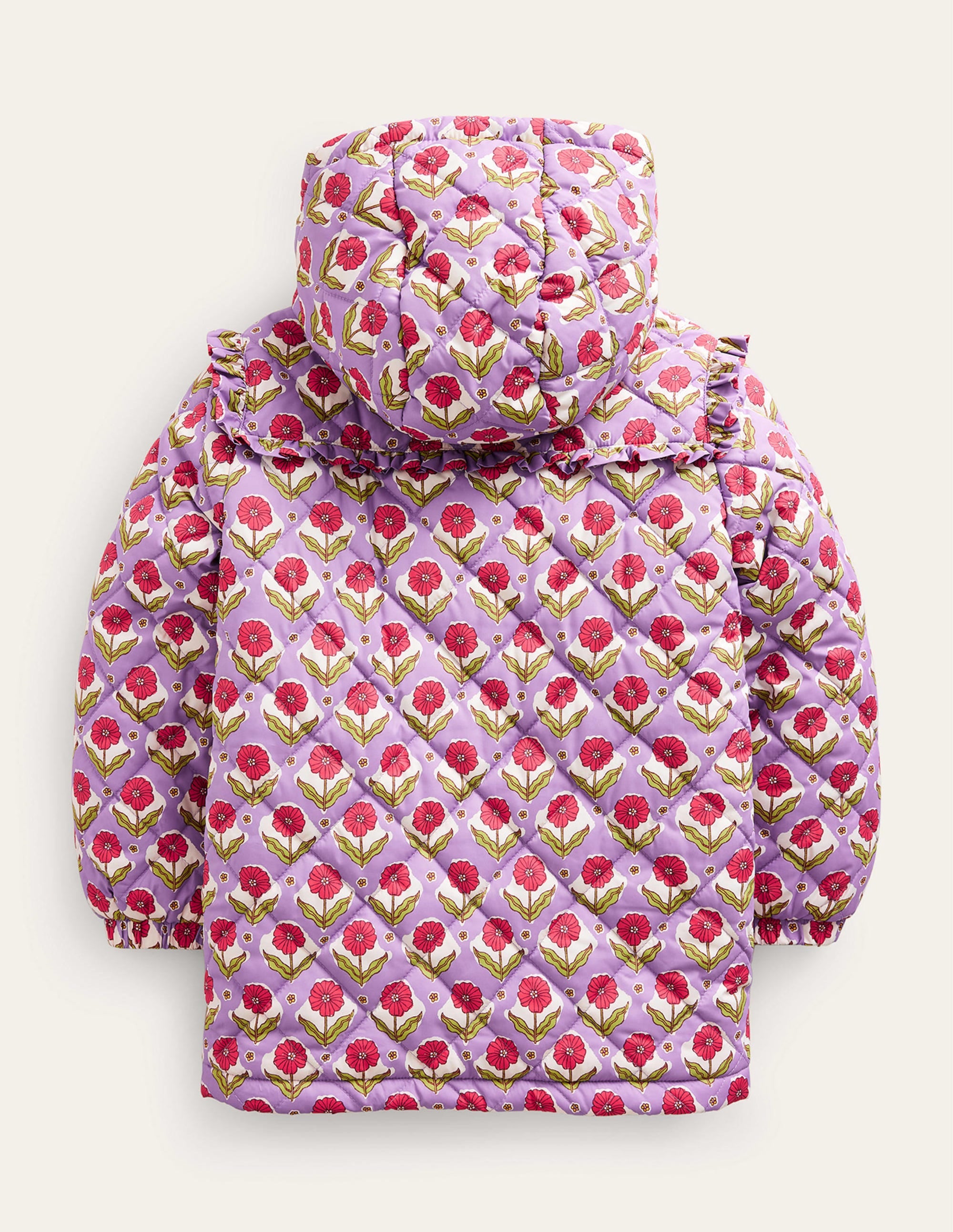 Scallop Quilted Anorak-Aster Purple Woodblock Flower - Image 2