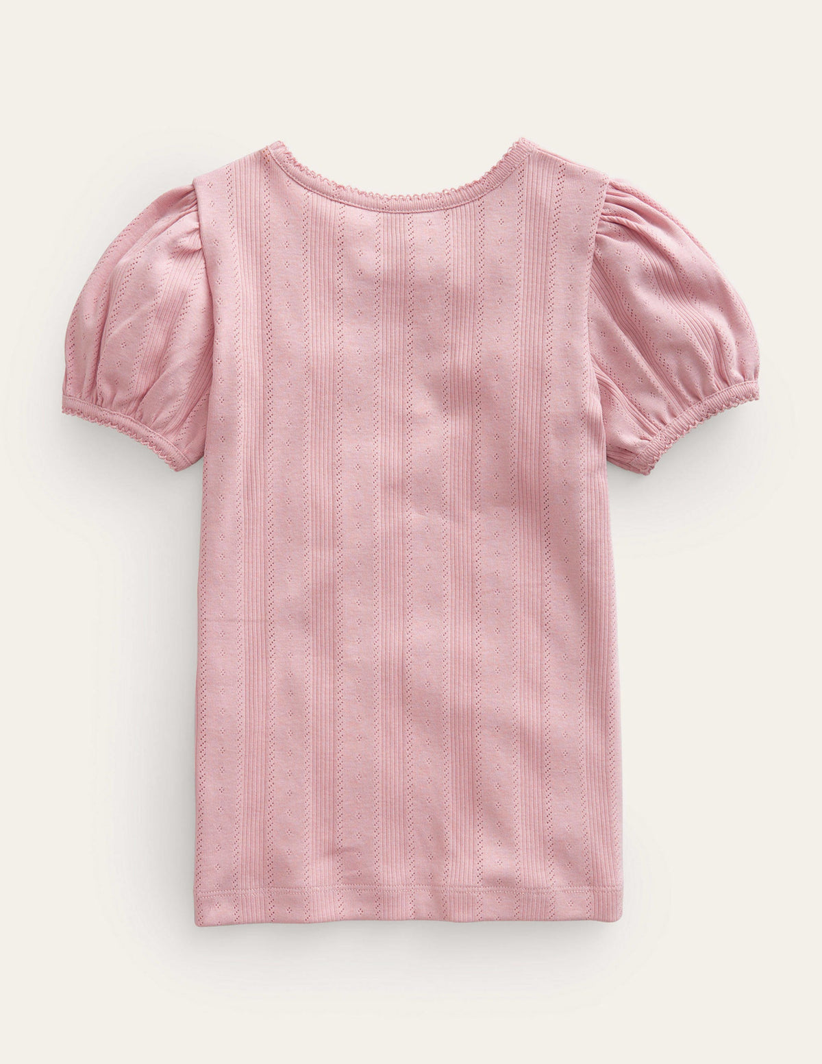 Pointelle Puff Sleeve Top-Vintage Pink - Image 2