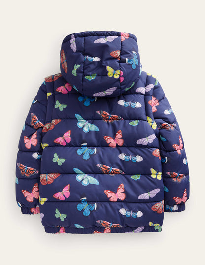 2-in-1 Padded Coat-Navy Butterflies-2