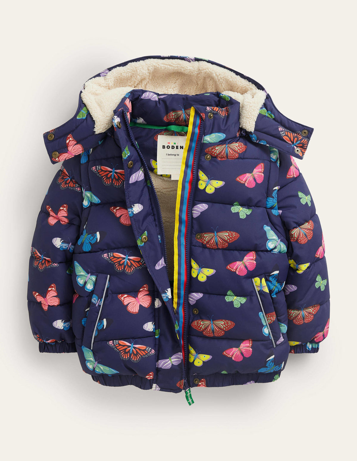 2-in-1 Padded Coat-Navy Butterflies - Image 3