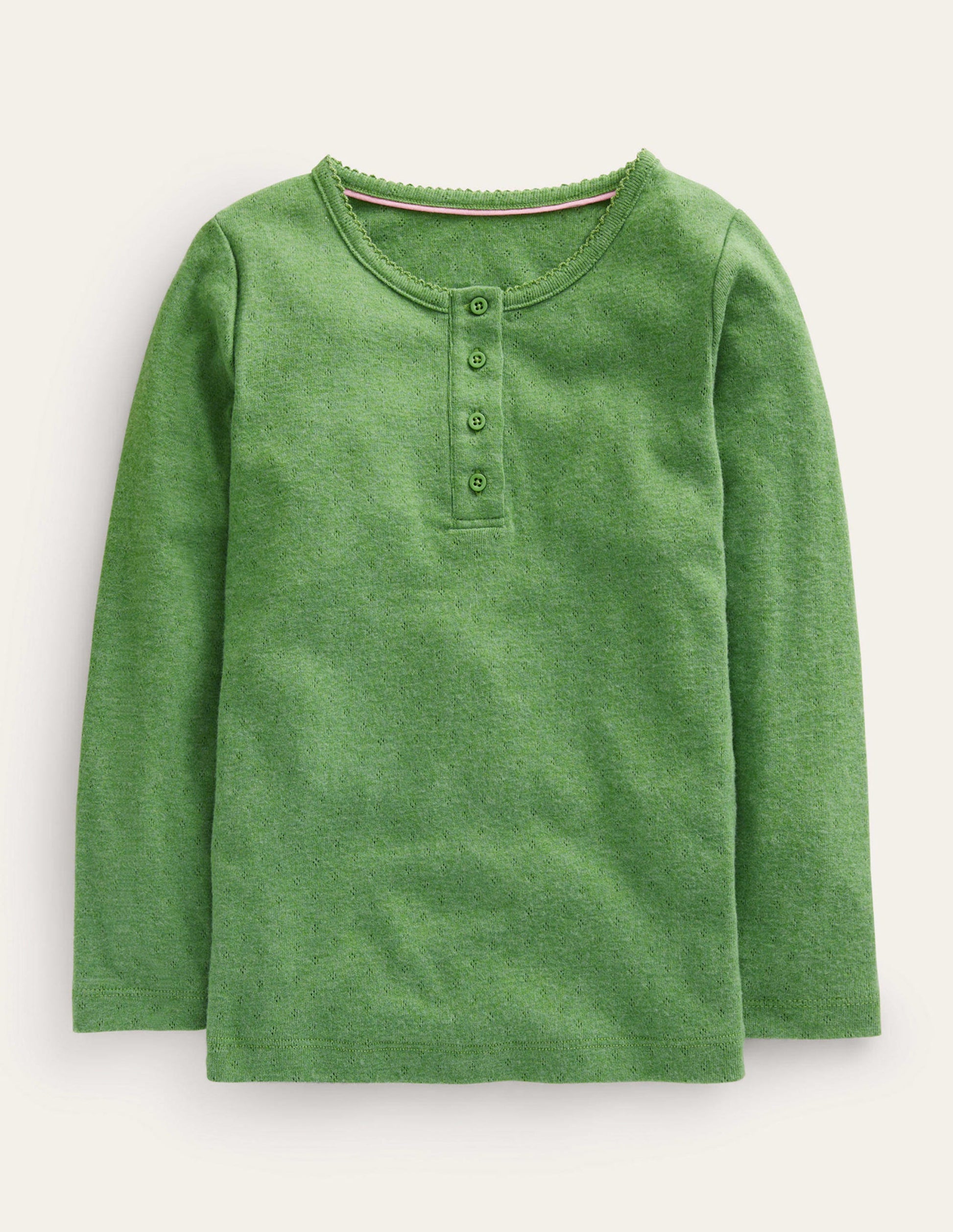Henley Pointelle Top-English Ivy Green-1