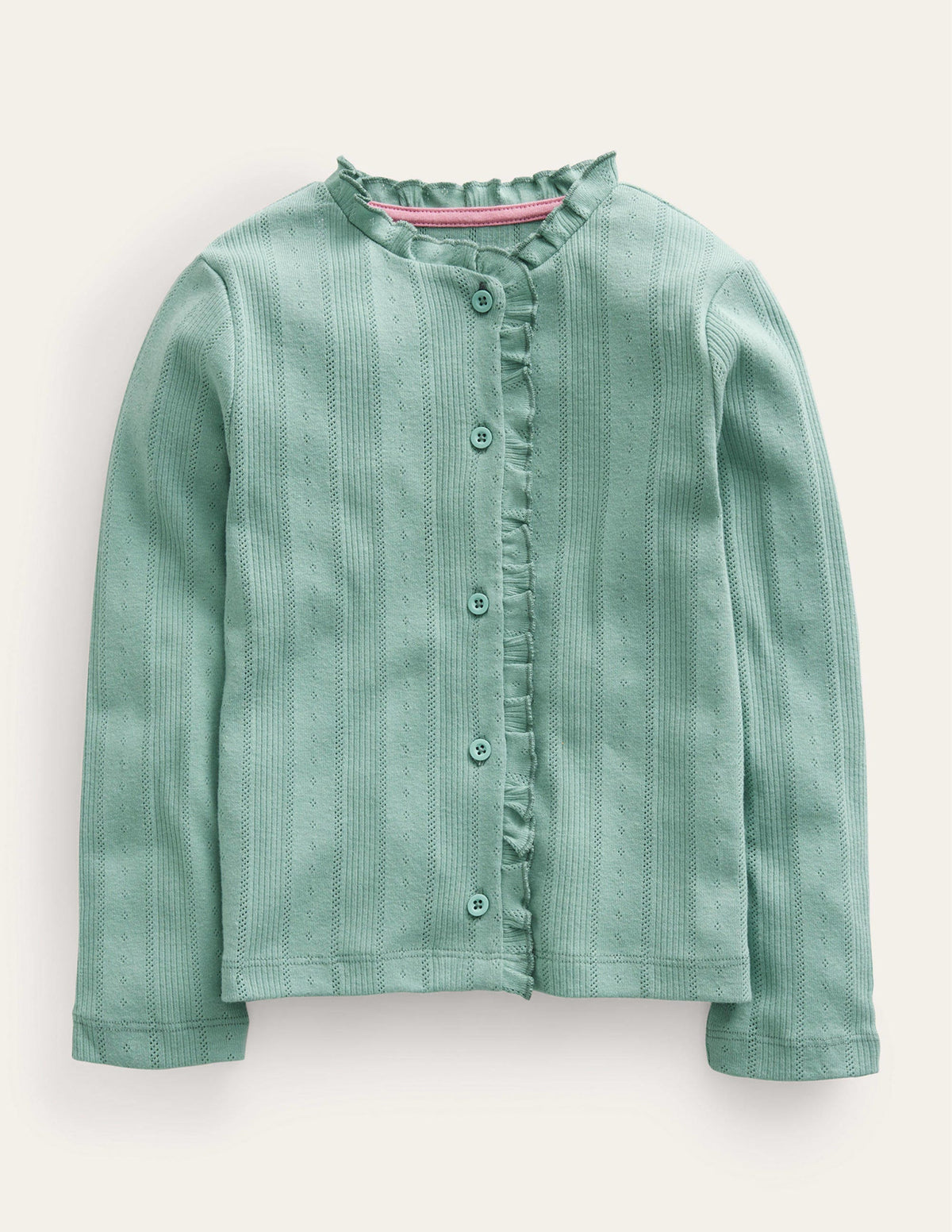 Pointelle Cardigan-Smoke Green - Image 1