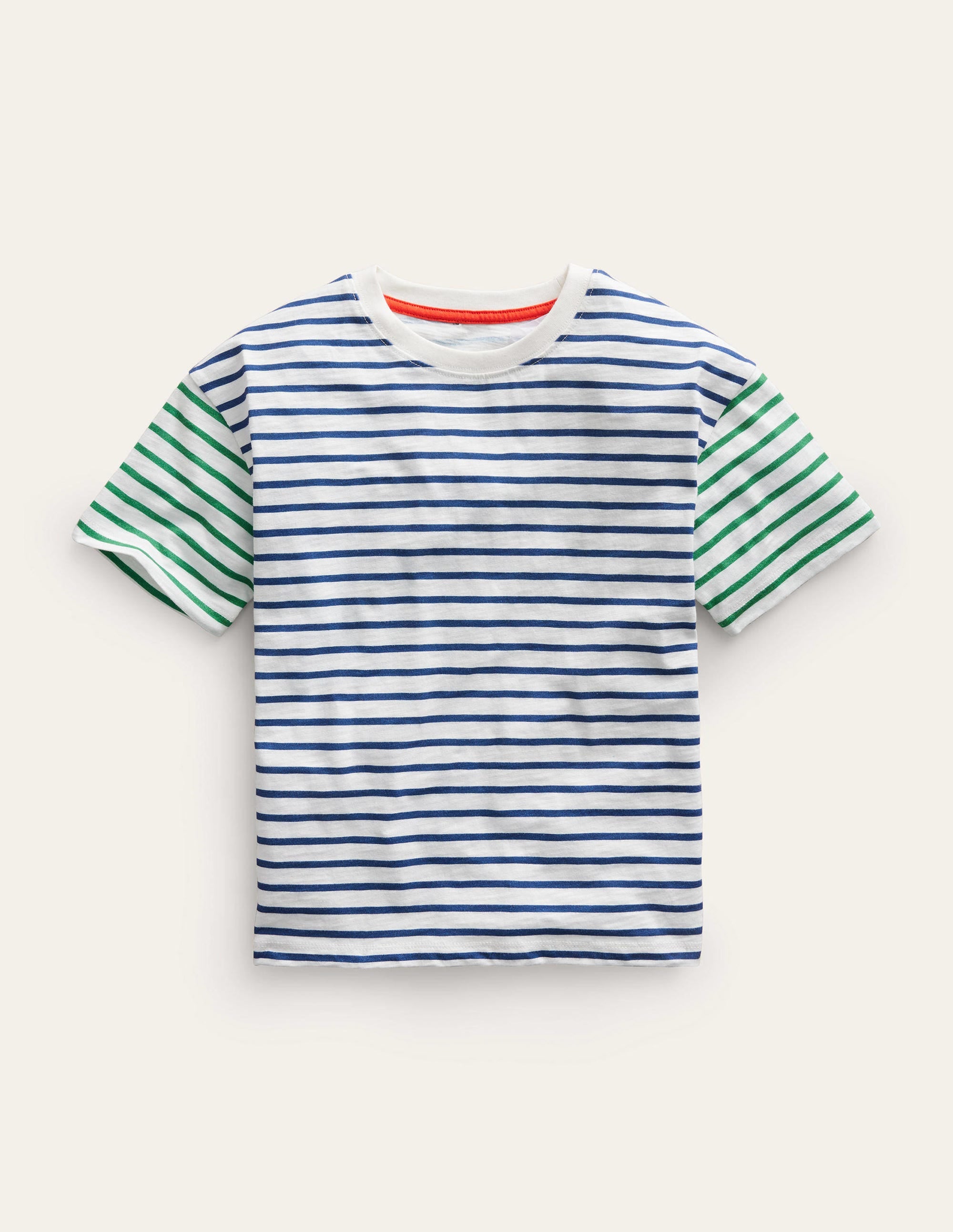 Boxy Short Sleeve Breton-Ivory/College Navy - Image 1