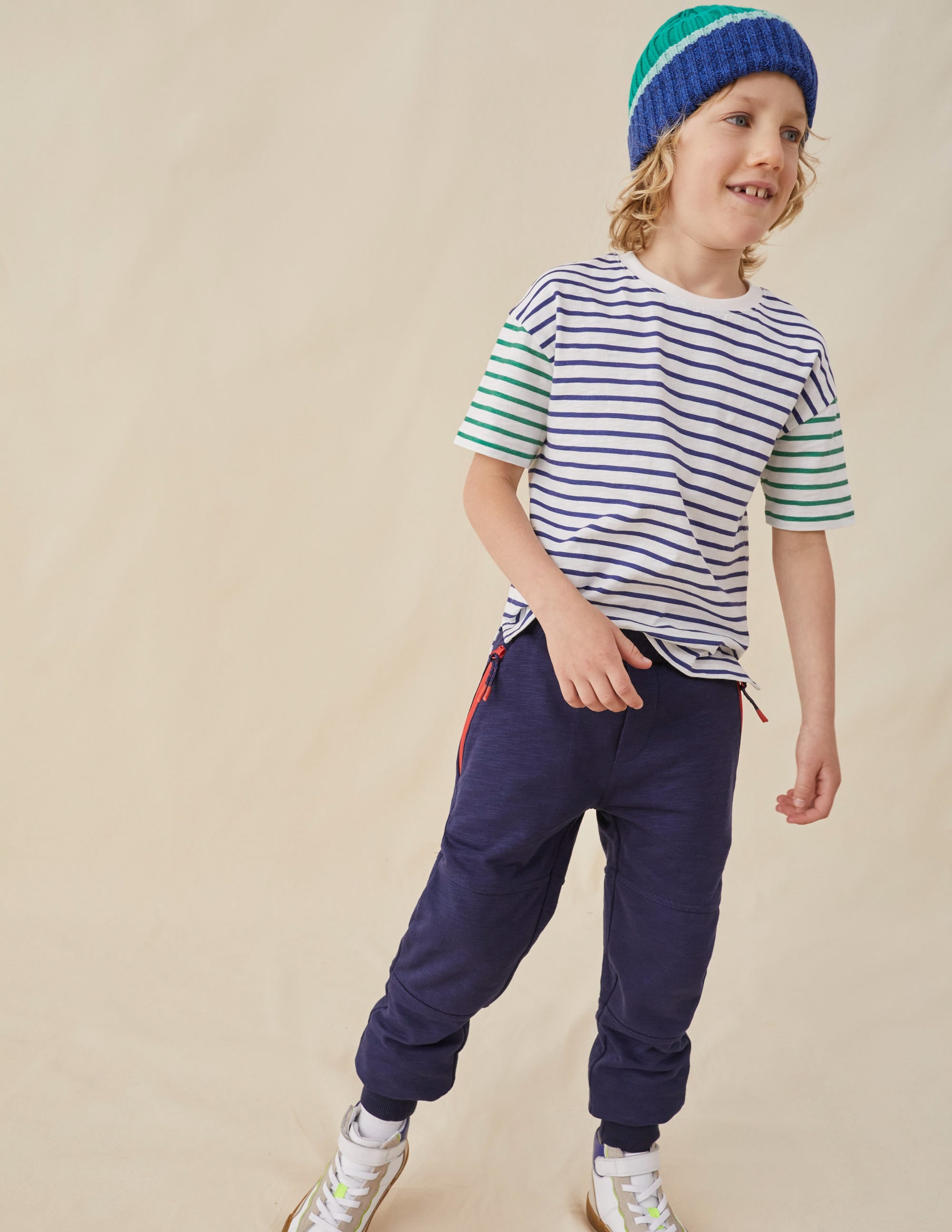 Boxy Short Sleeve Breton-Ivory/College Navy - Image 4
