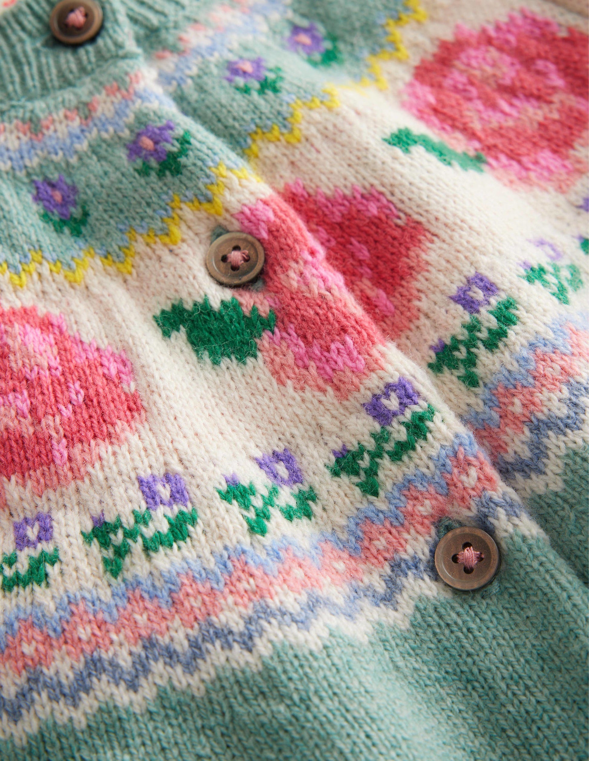Fun Fair Isle Cardigan-Green Smoke Flowers-3