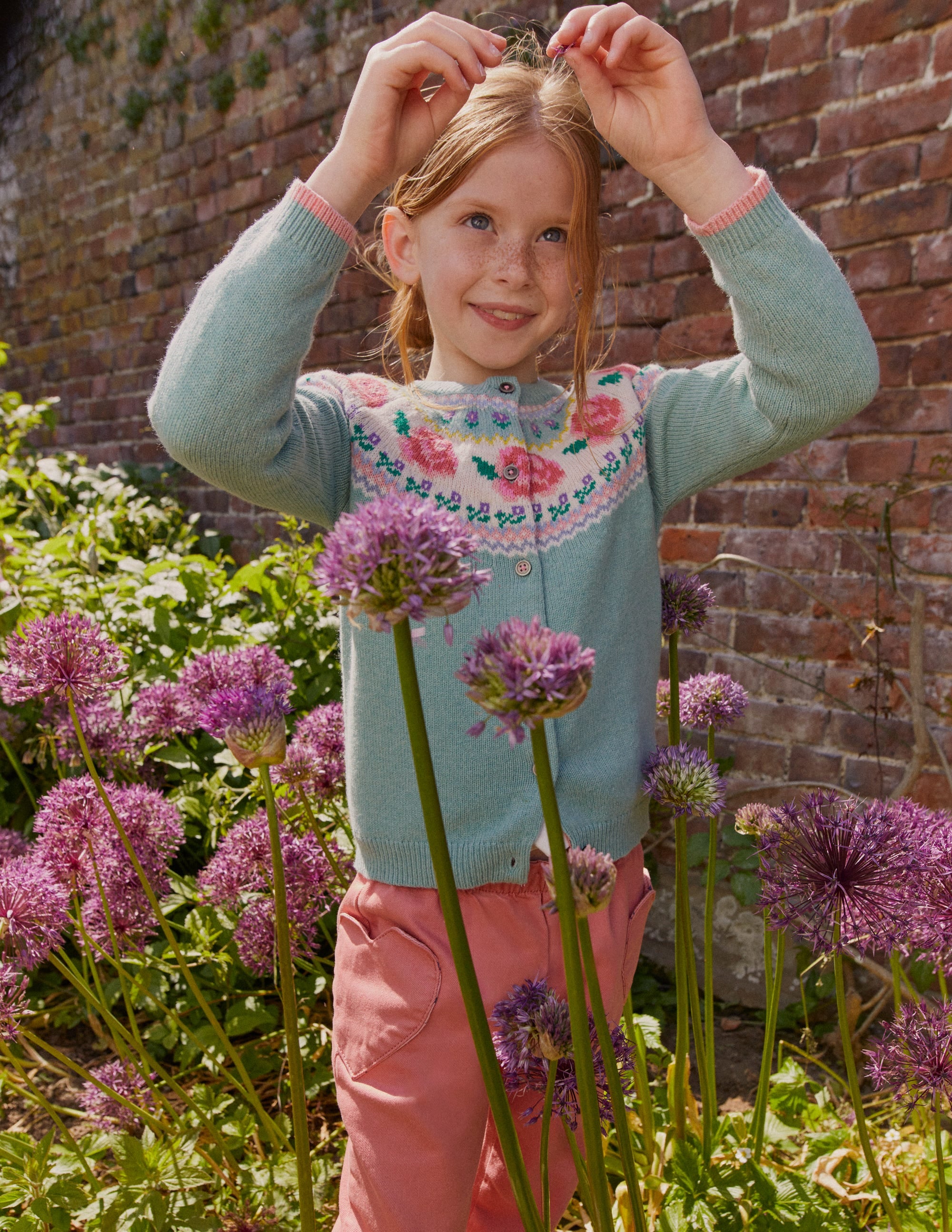 Fun Fair Isle Cardigan-Green Smoke Flowers - Image 4
