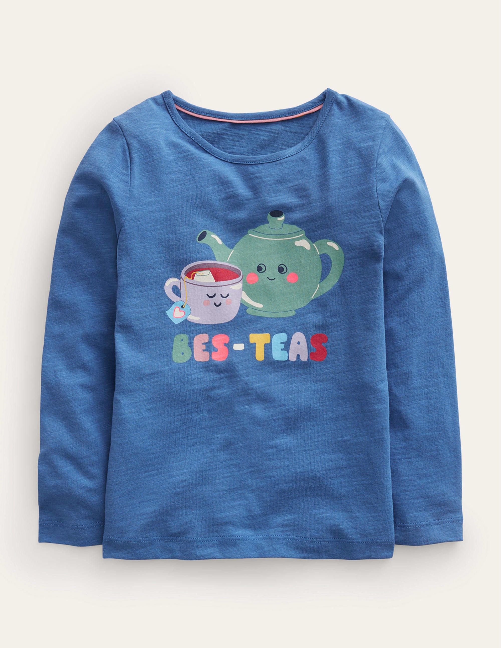 Logo Slub Long Sleeve T-shirt-Delft Blue Teapots - Image 1