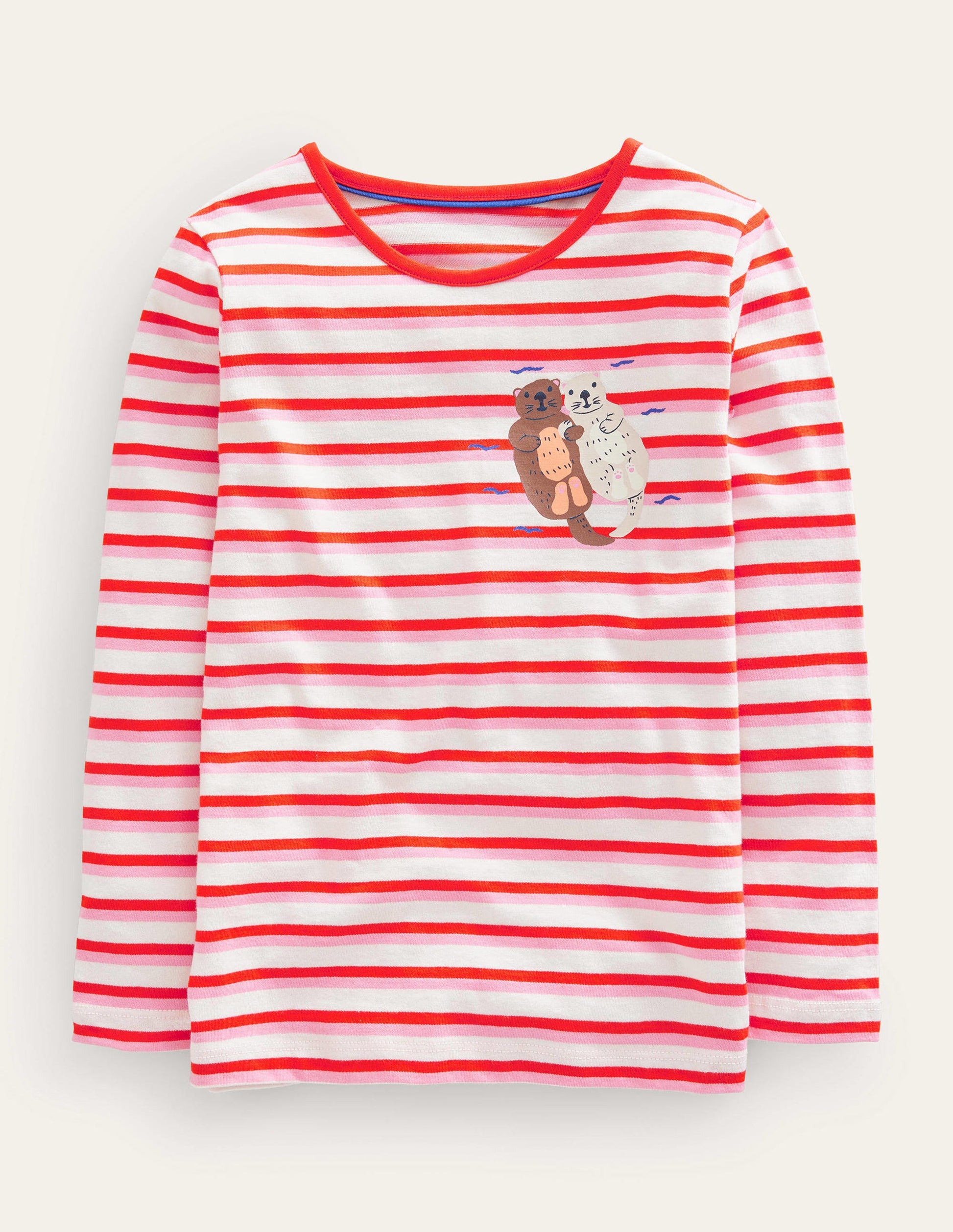 Logo Slub Long Sleeve T-shirt-Red/Pink Otters-1