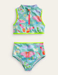 Sporty Sleeveless Bikini-Opal Green Ombre Butterflies
