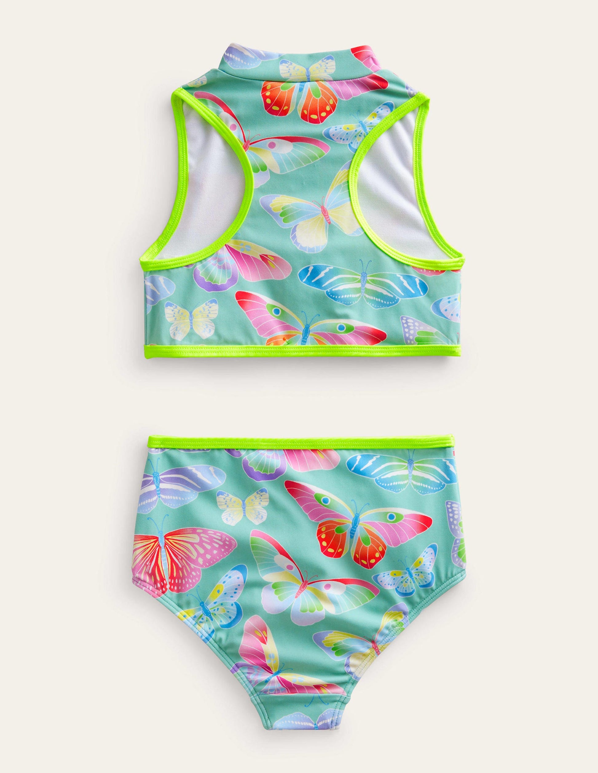 Sporty Sleeveless Bikini-Opal Green Ombre Butterflies-2