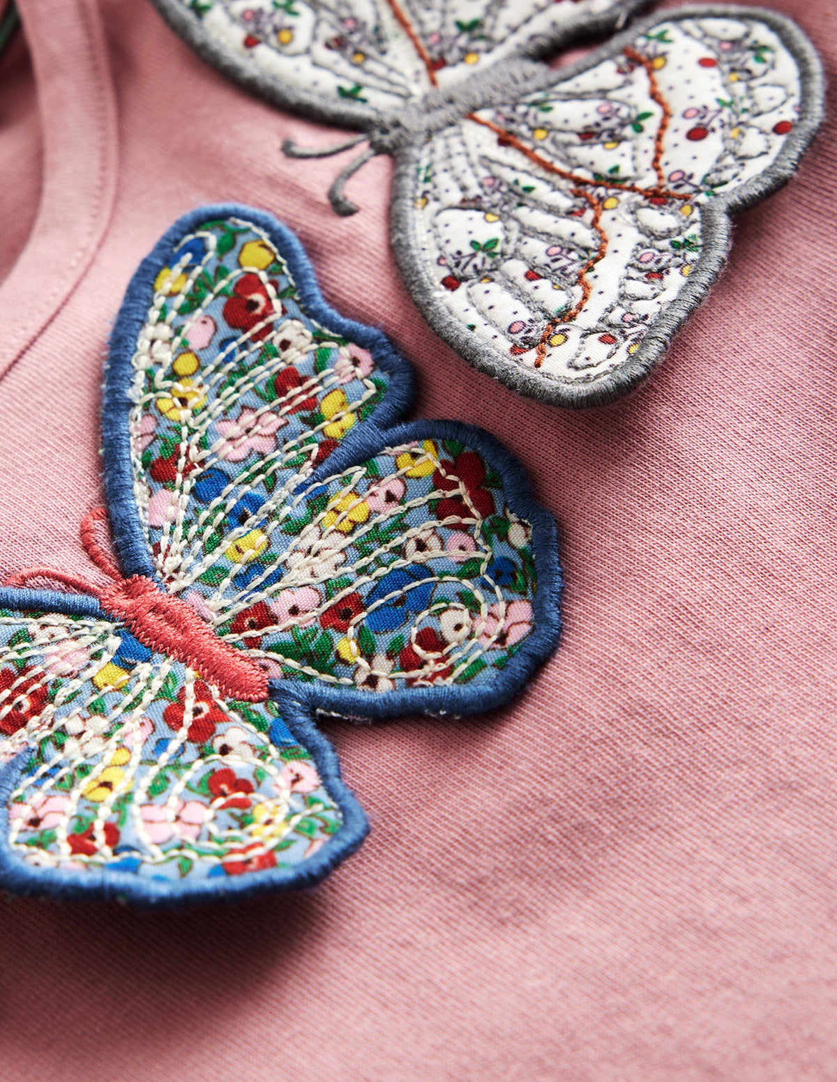 3D Appliqué T-Shirt-Almond Pink Butterflies - Image 3