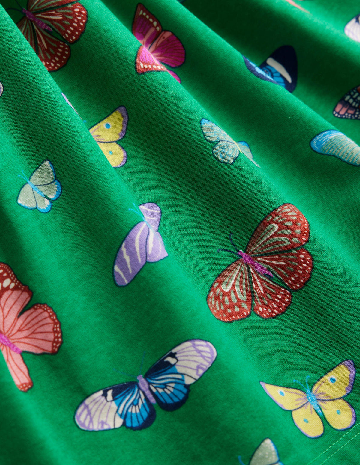 Short-sleeved Fun Jersey Dress-Meadow Green Butterflies - Image 3