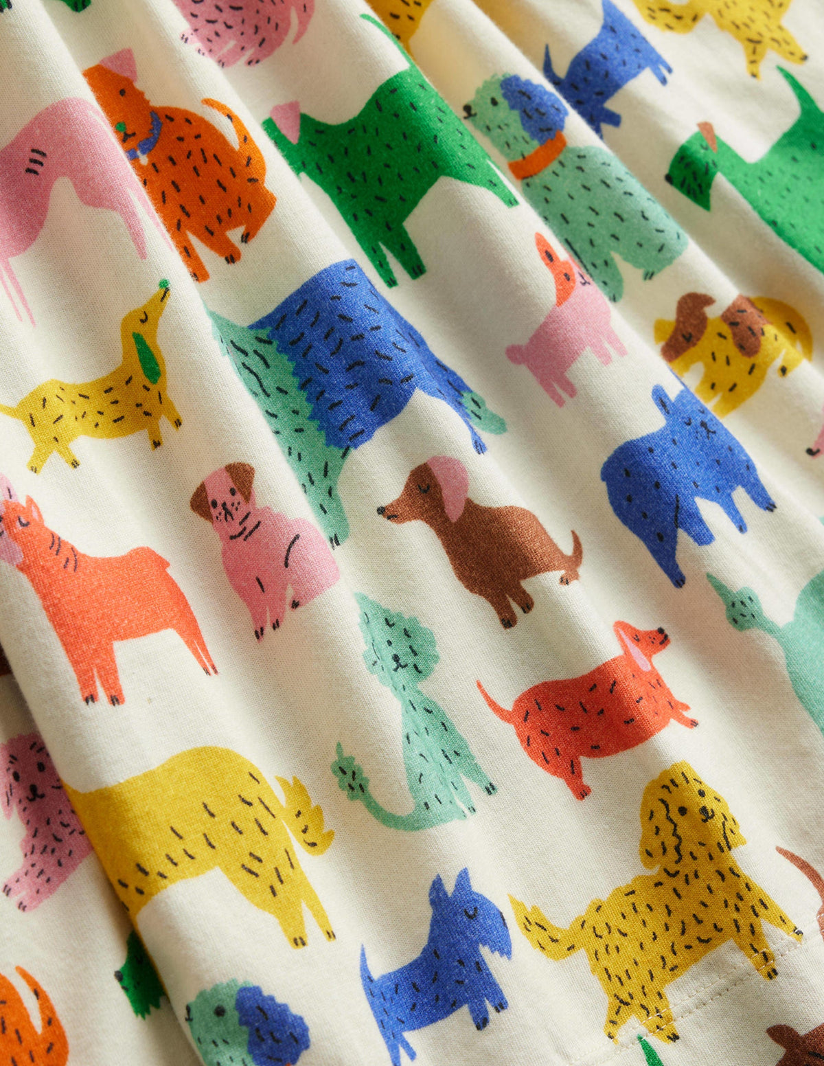 Long Sleeve Fun Jersey Dress-Ivory Playful Pups - Image 3