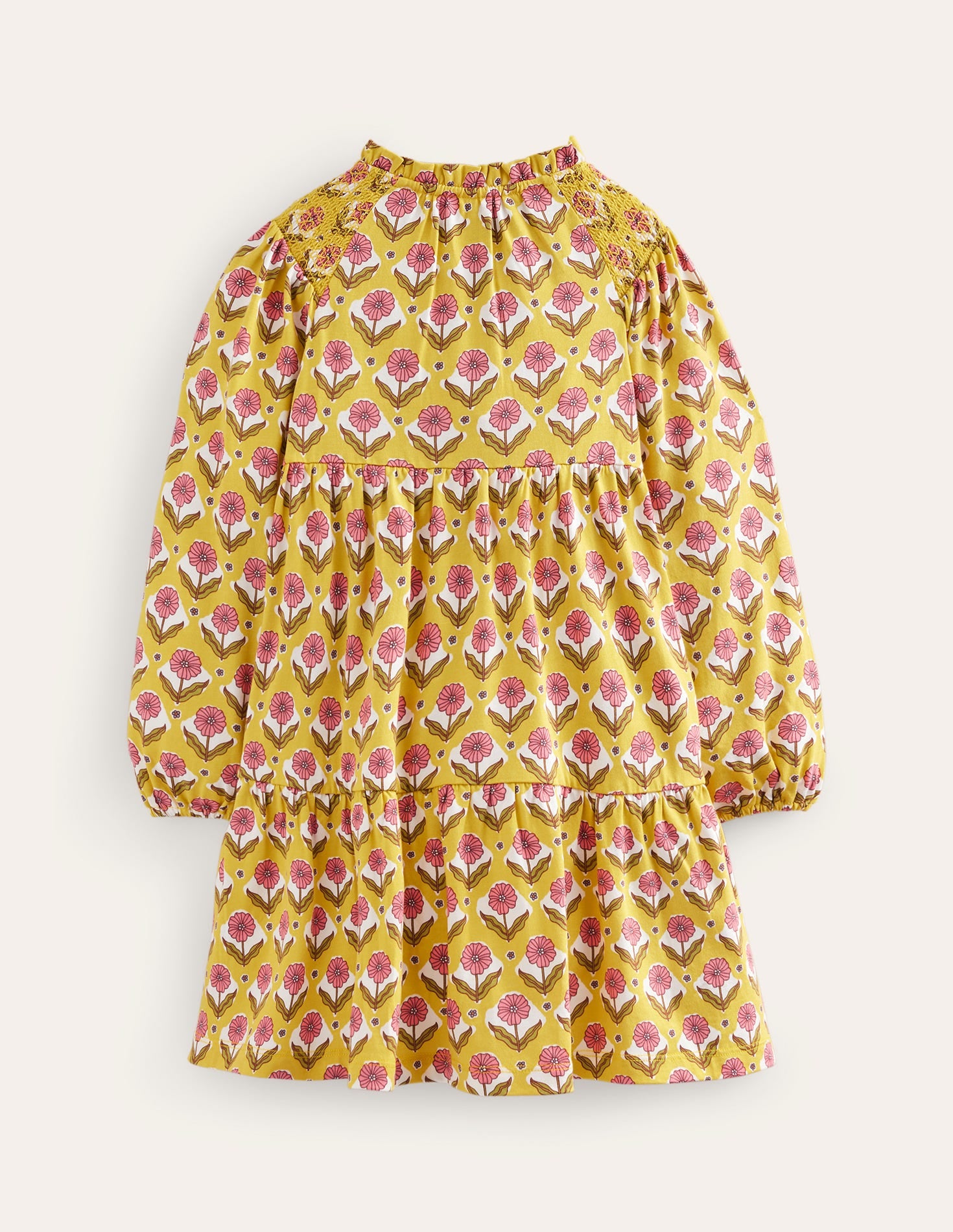 Tiered Jersey Dress-Sweetcorn Yellow Floral-2