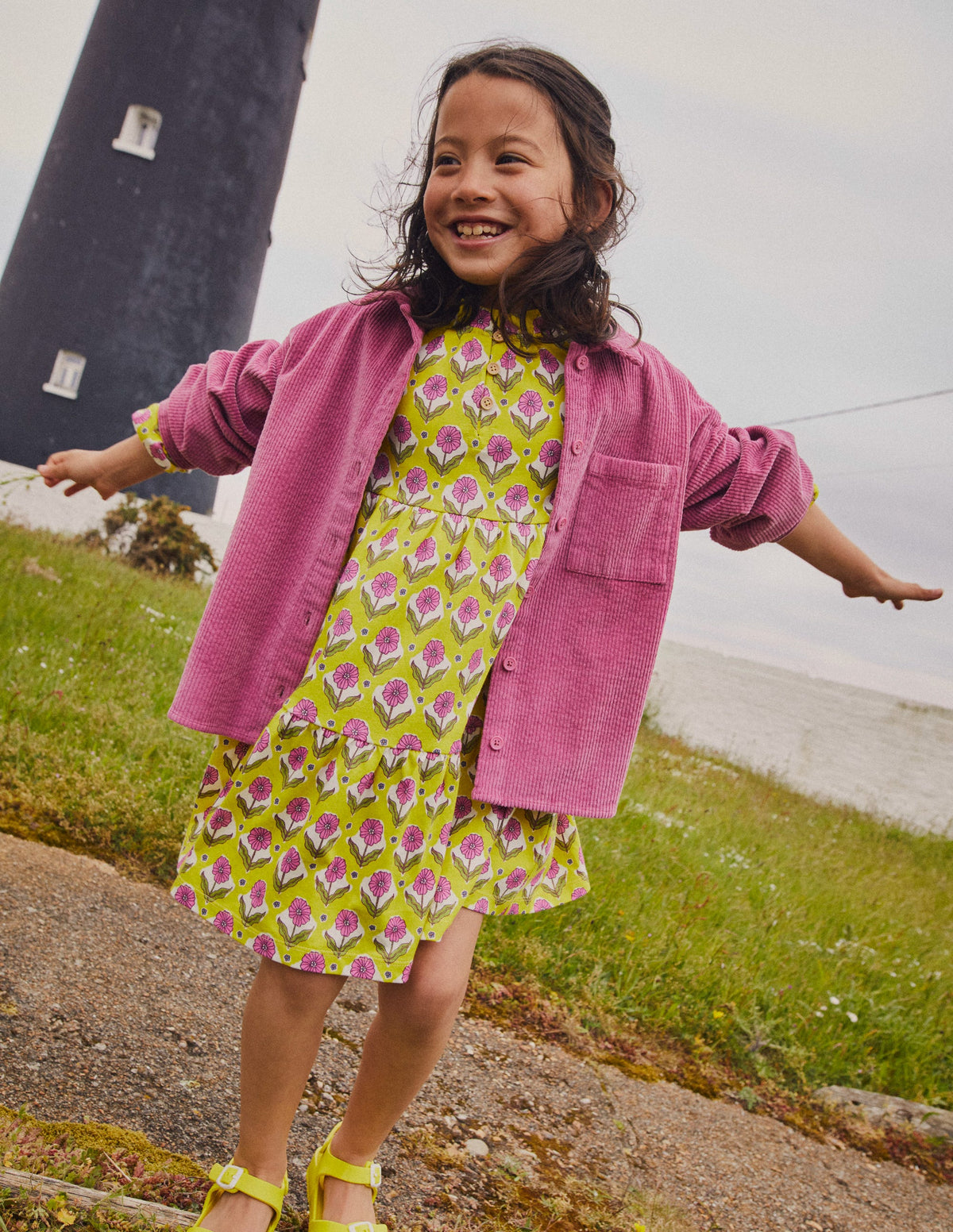 Tiered Jersey Dress-Sweetcorn Yellow Floral-4