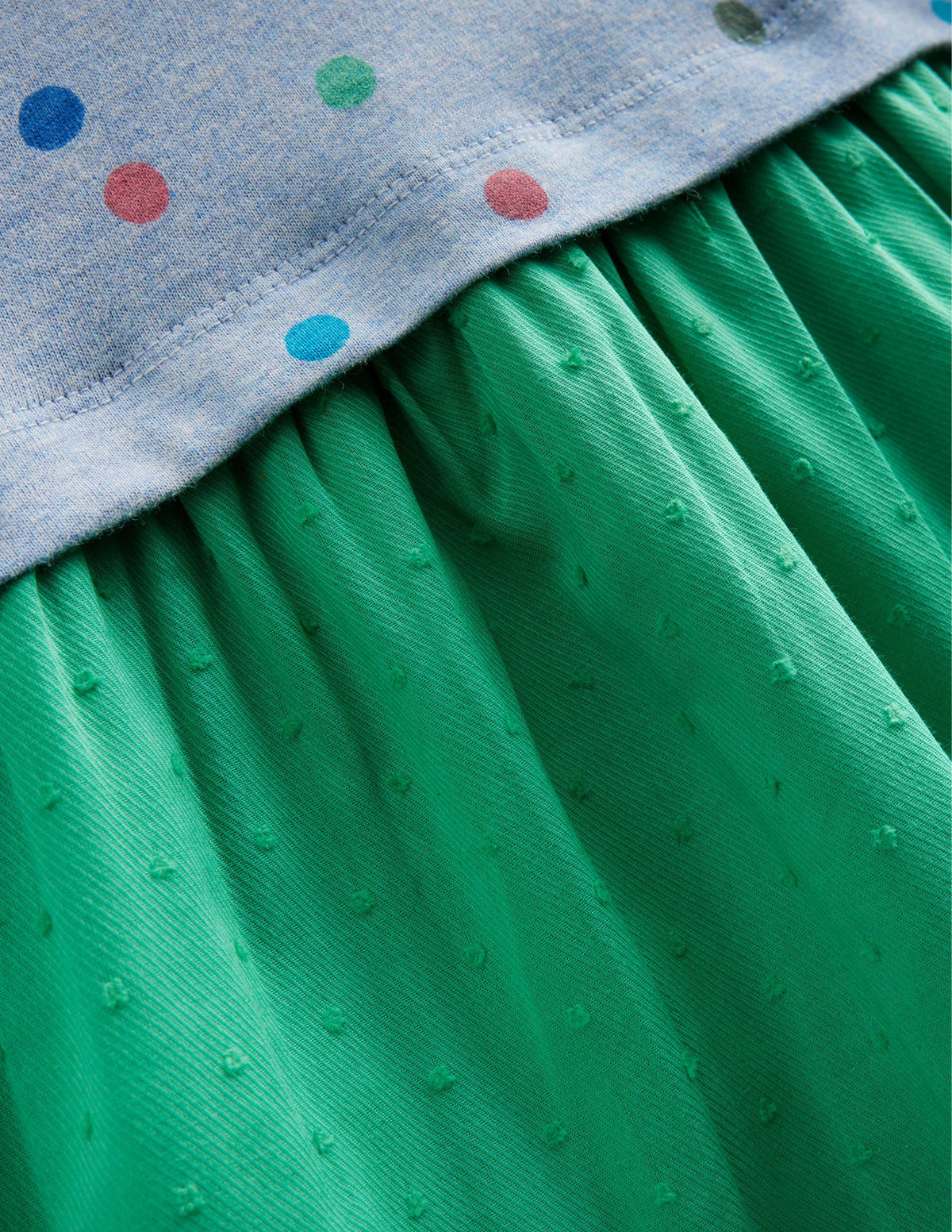 Jersey Woven Mix Dress-Delft Blue - Image 3