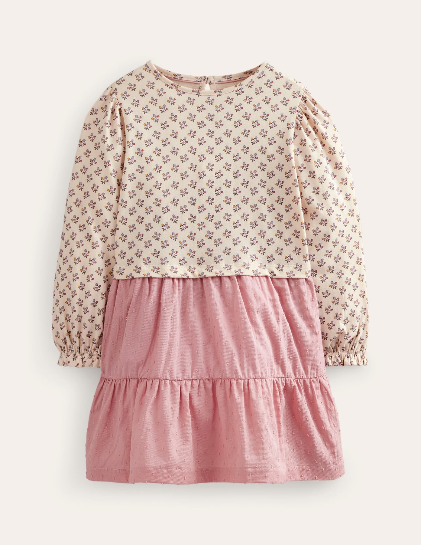 Jersey Woven Mix Dress-Almond Pink - Image 1