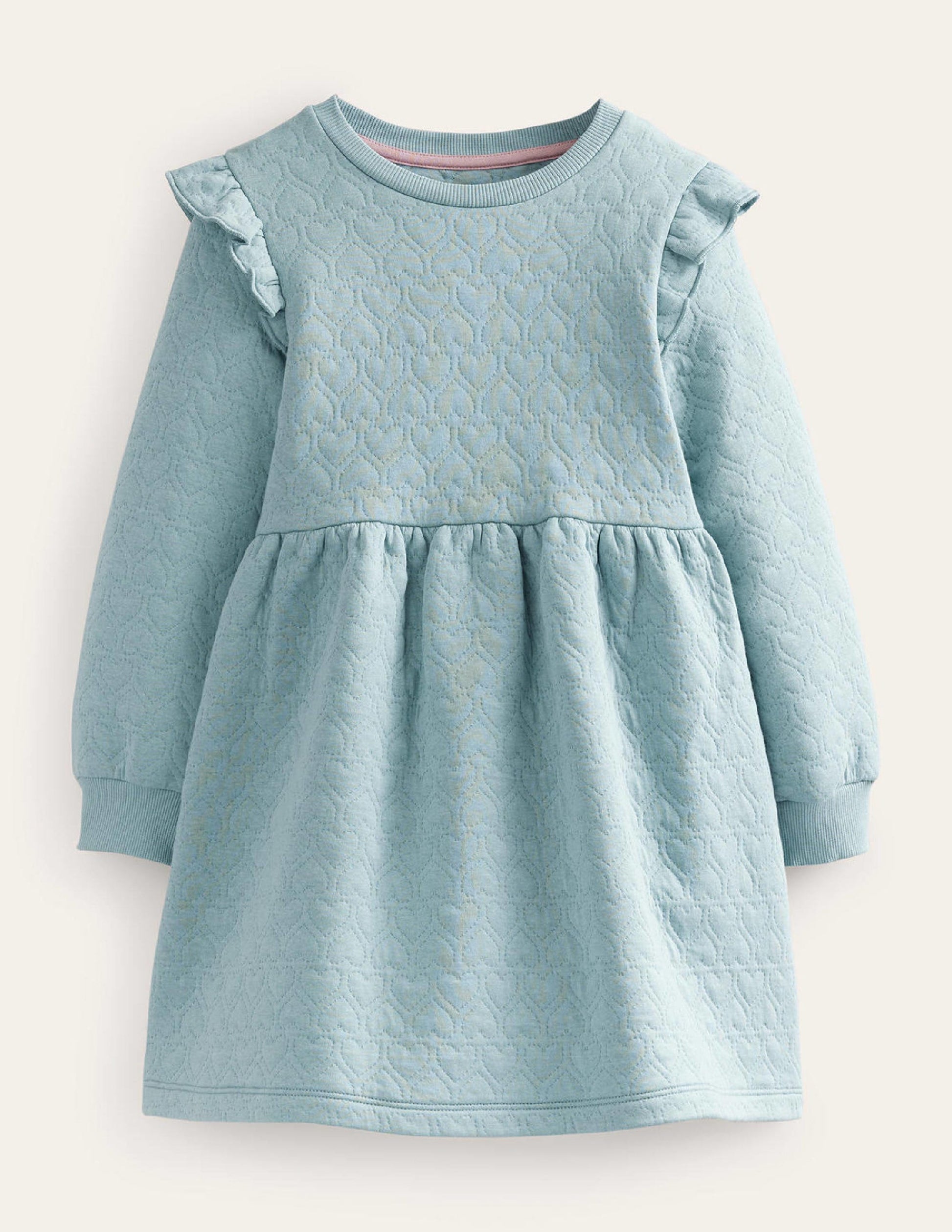 Heart Jacquard Sweat Dress-Tourmaline Blue-1