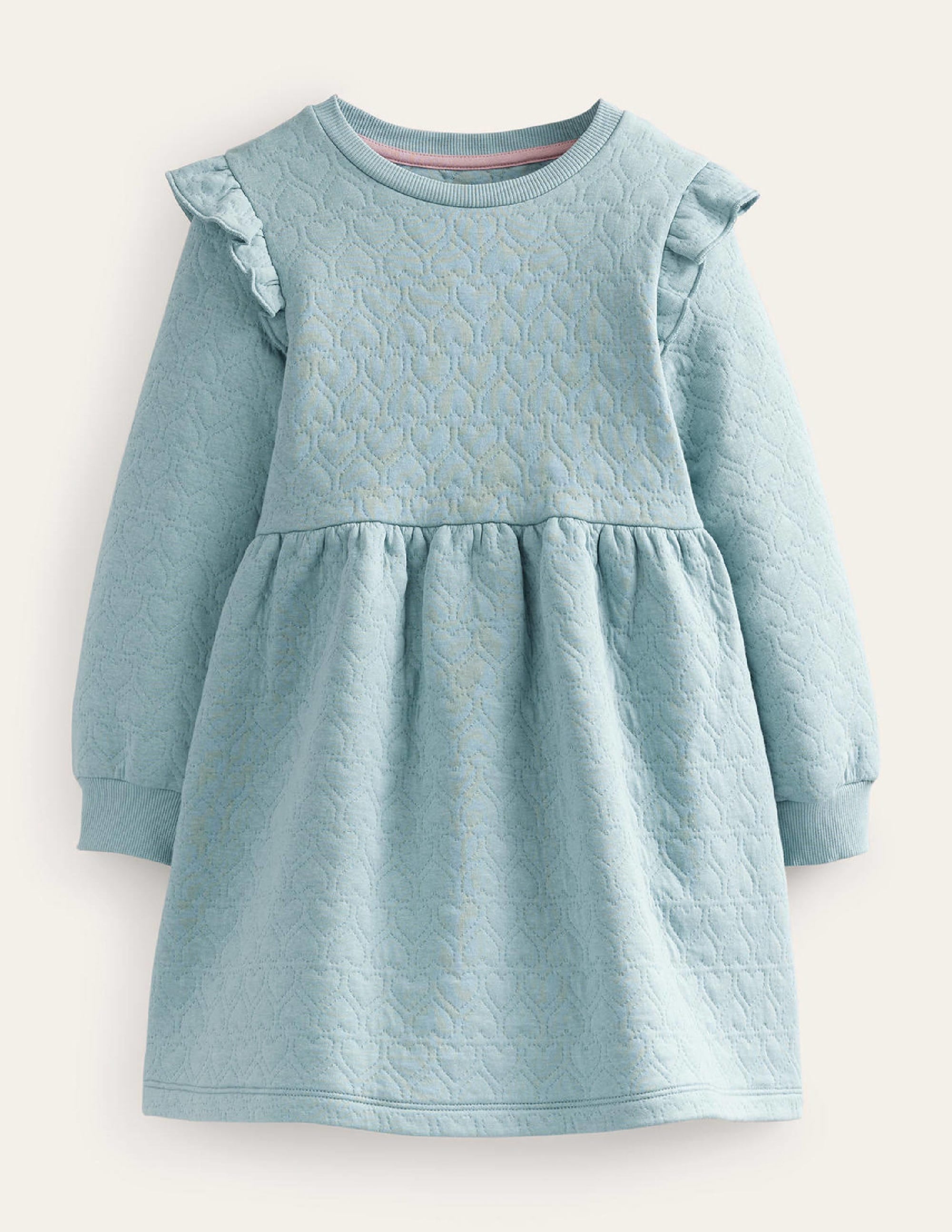 Heart Jacquard Sweat Dress-Tourmaline Blue - Image 1