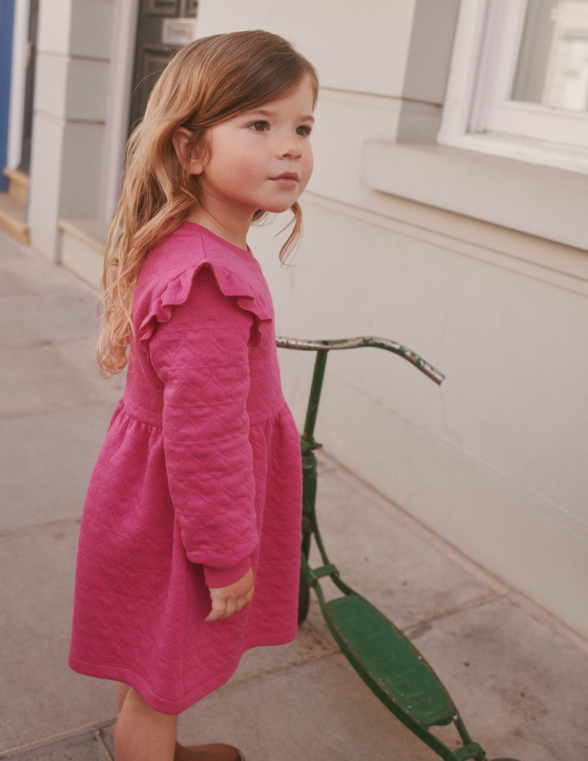 Heart Jacquard Sweat Dress-Phlox Pink - Image 4