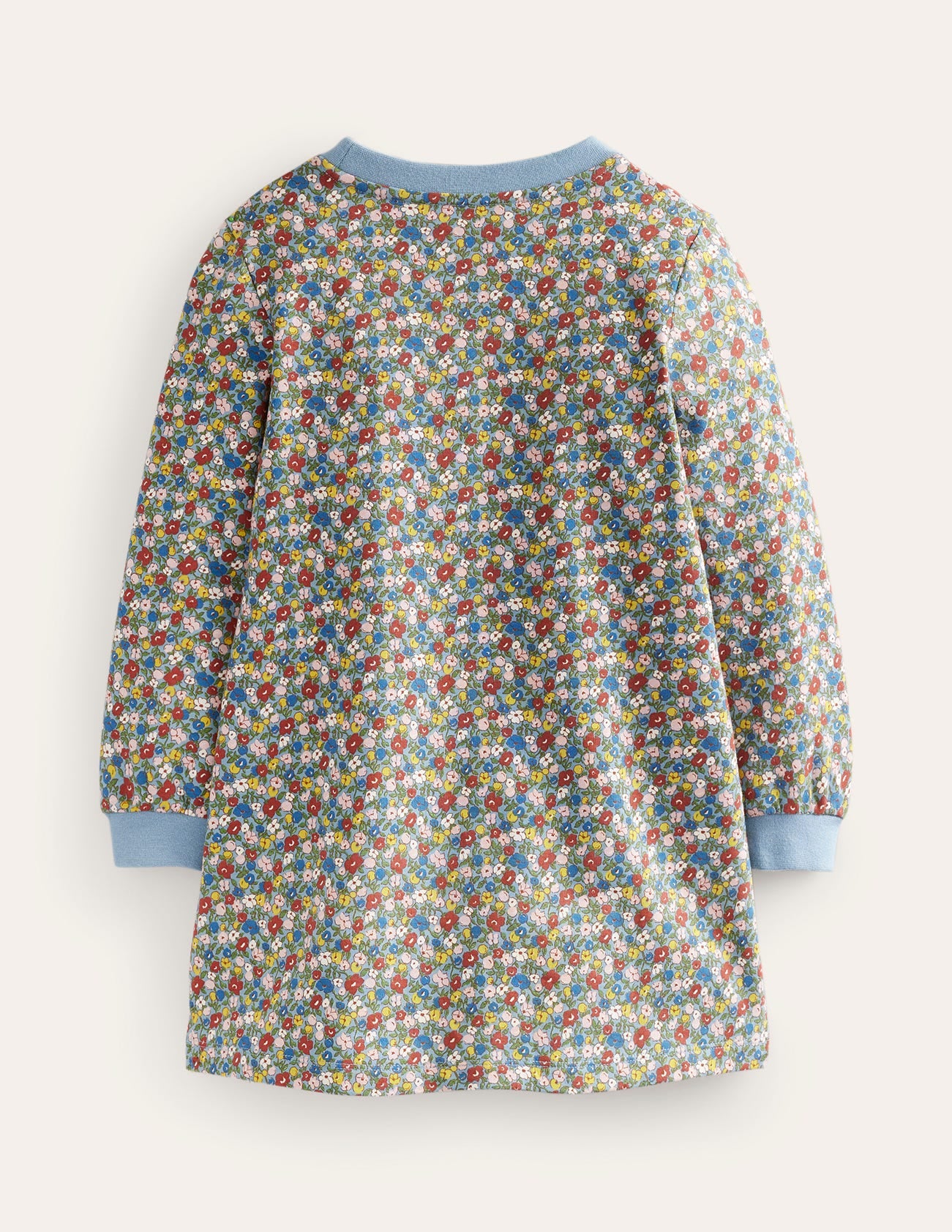 Appliqué Sweatshirt Dress-Pebble Blue Flower Dog - Image 2