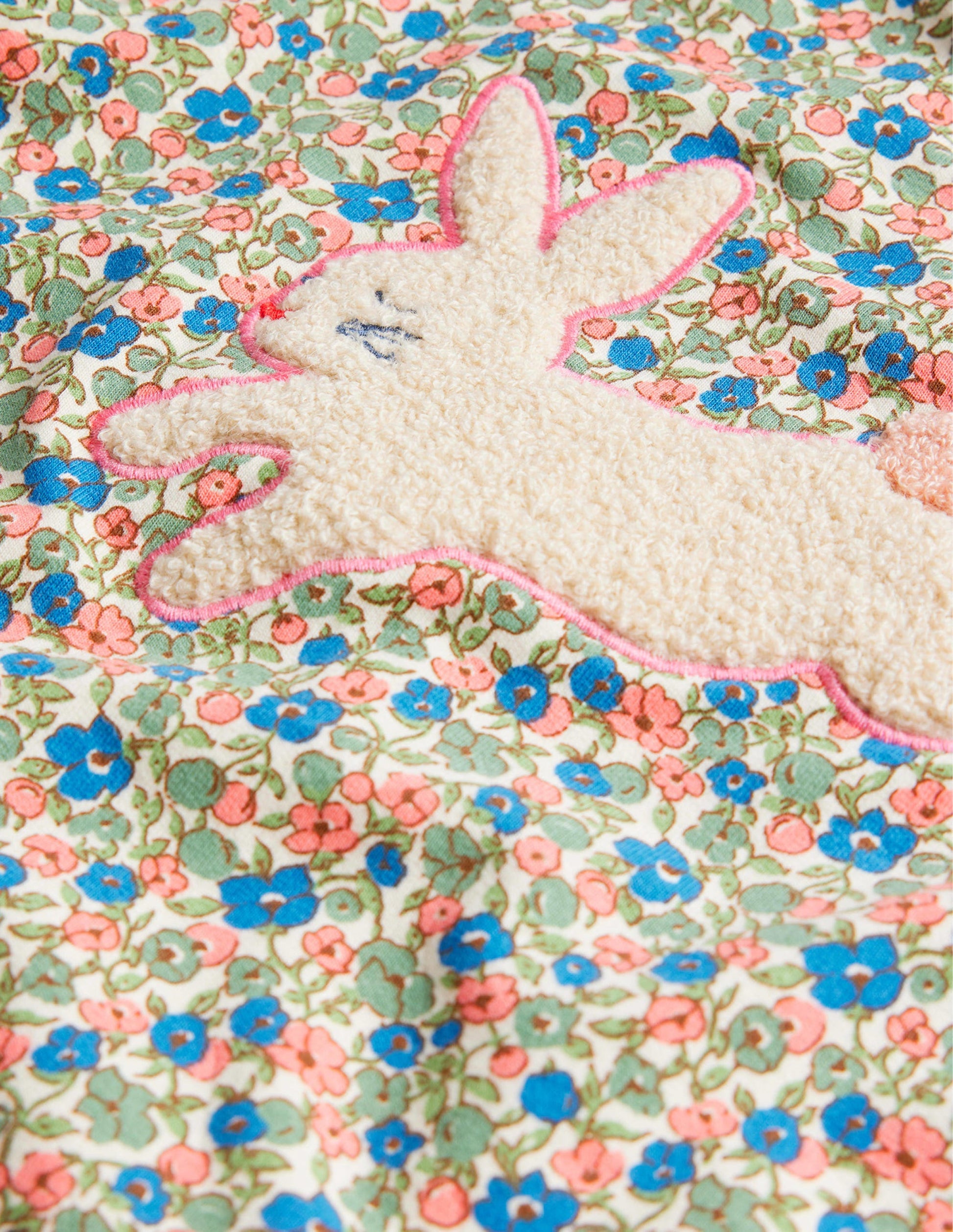 Appliqué Sweatshirt Dress-Floral Bunnies-3