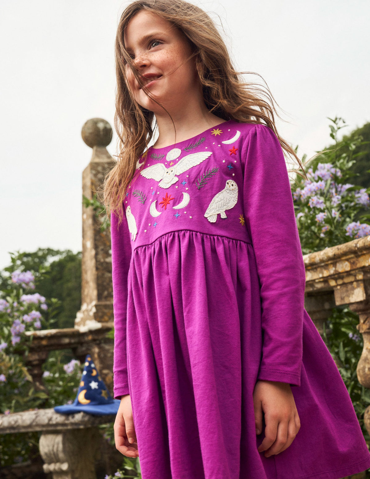 Appliqué Jersey Dress-Chrysanthemum Purple - Image 4