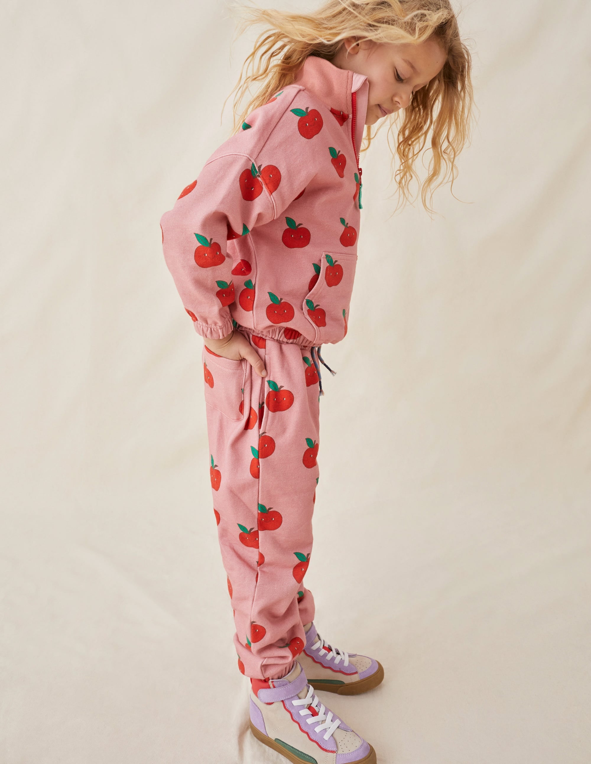 Printed Joggers-Almond Pink Apples - Image 4