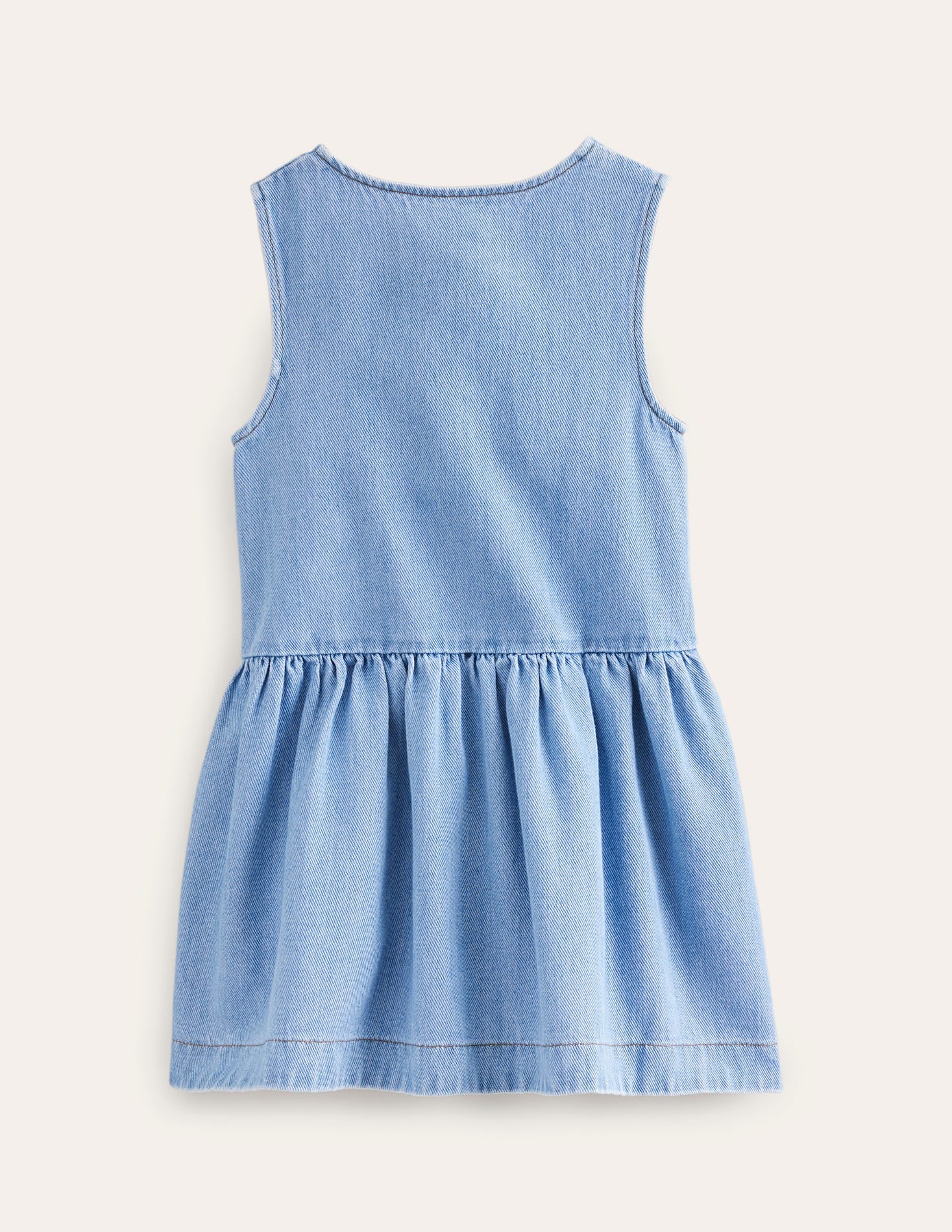 Button Pinafore Dress-Mid Vintage Chambray - Image 2