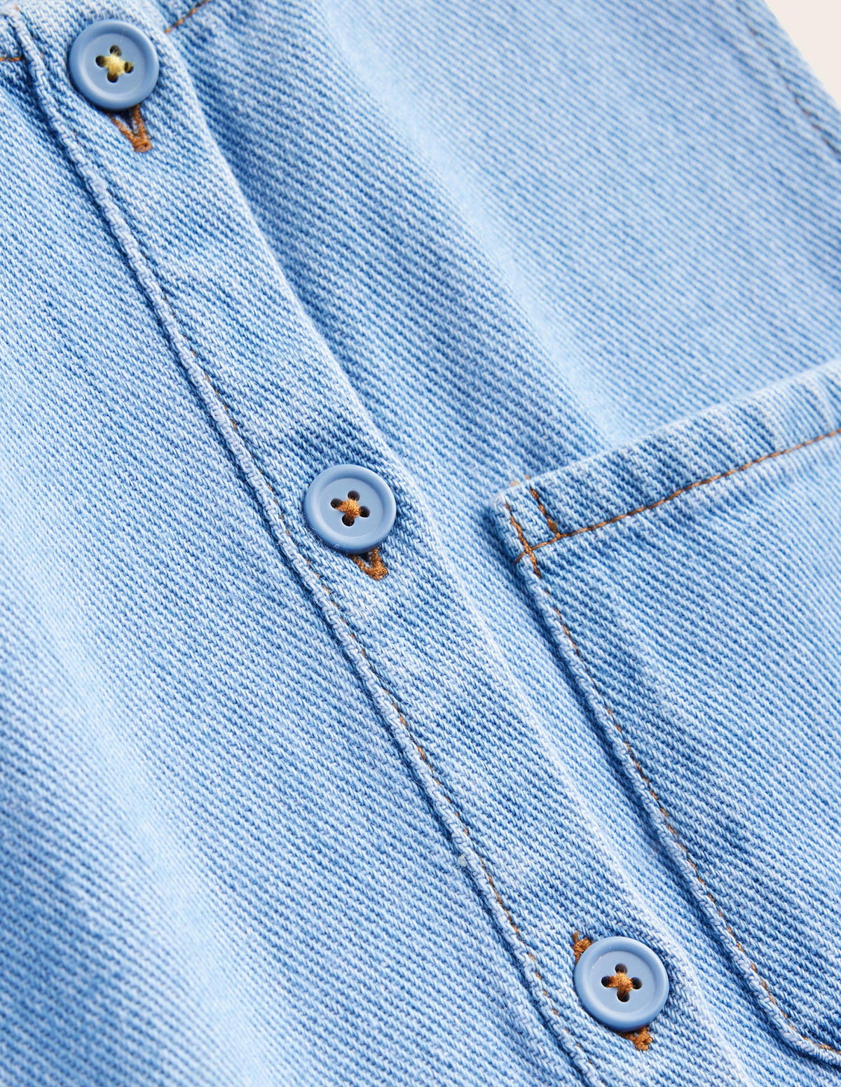 Button Pinafore Dress-Mid Vintage Chambray - Image 3