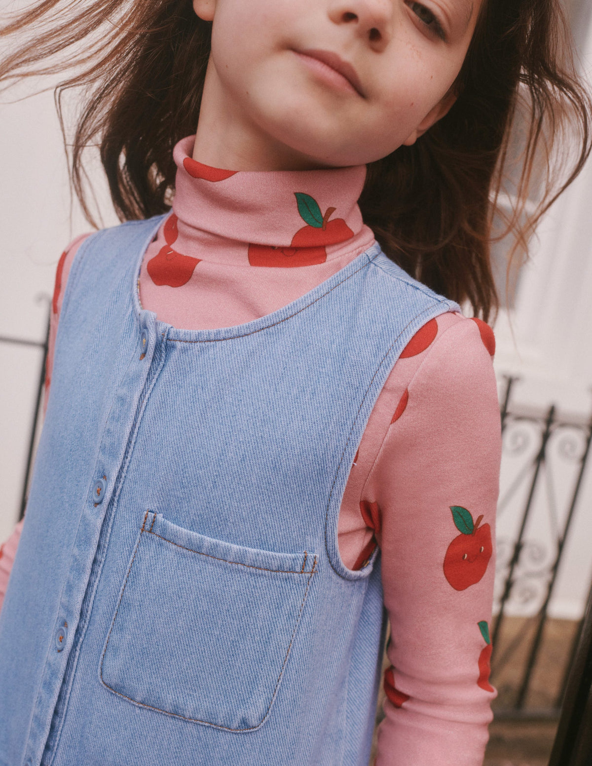 Button Pinafore Dress-Mid Vintage Chambray - Image 5