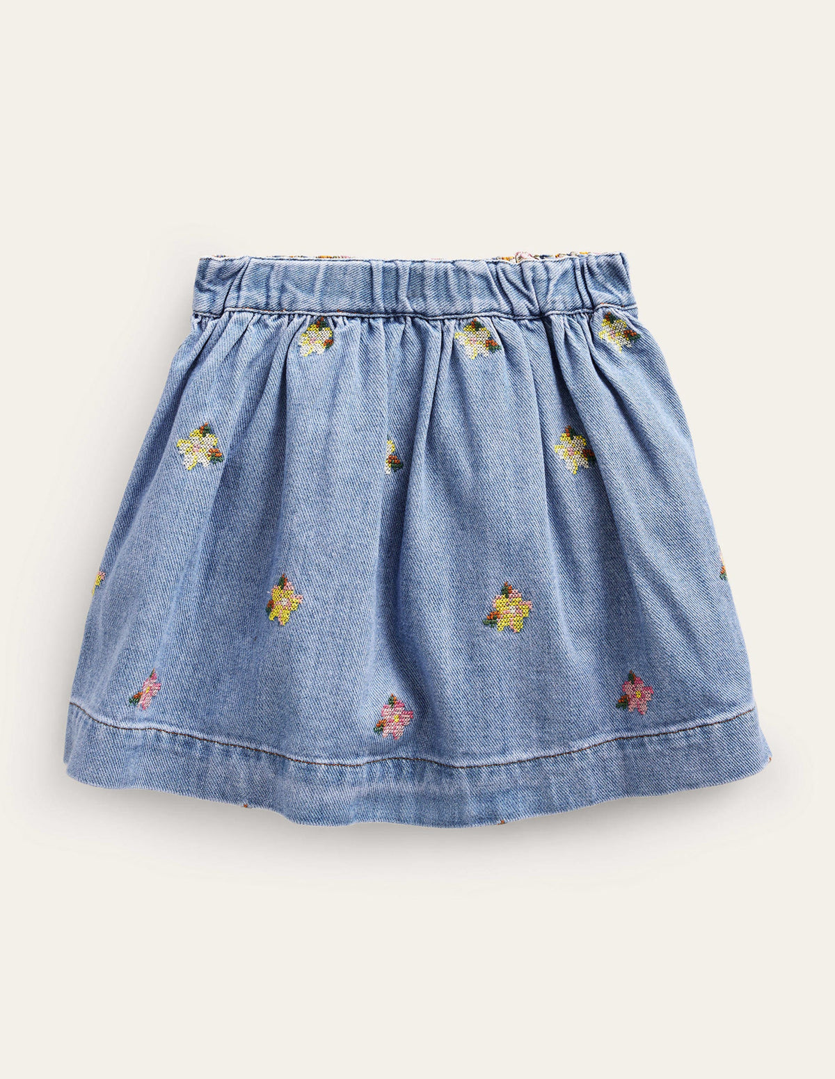 Button Through Twirly Skirt-Mid Chambray - Image 2