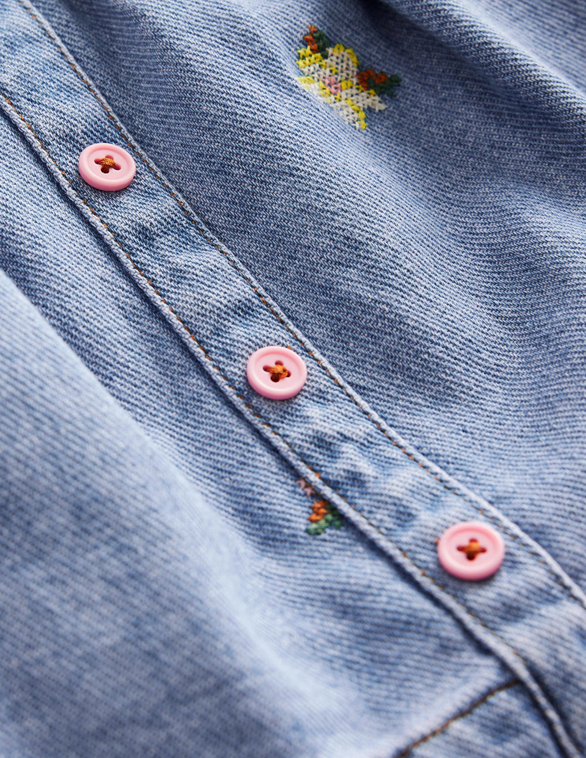 Button Through Twirly Skirt-Mid Chambray - Image 3