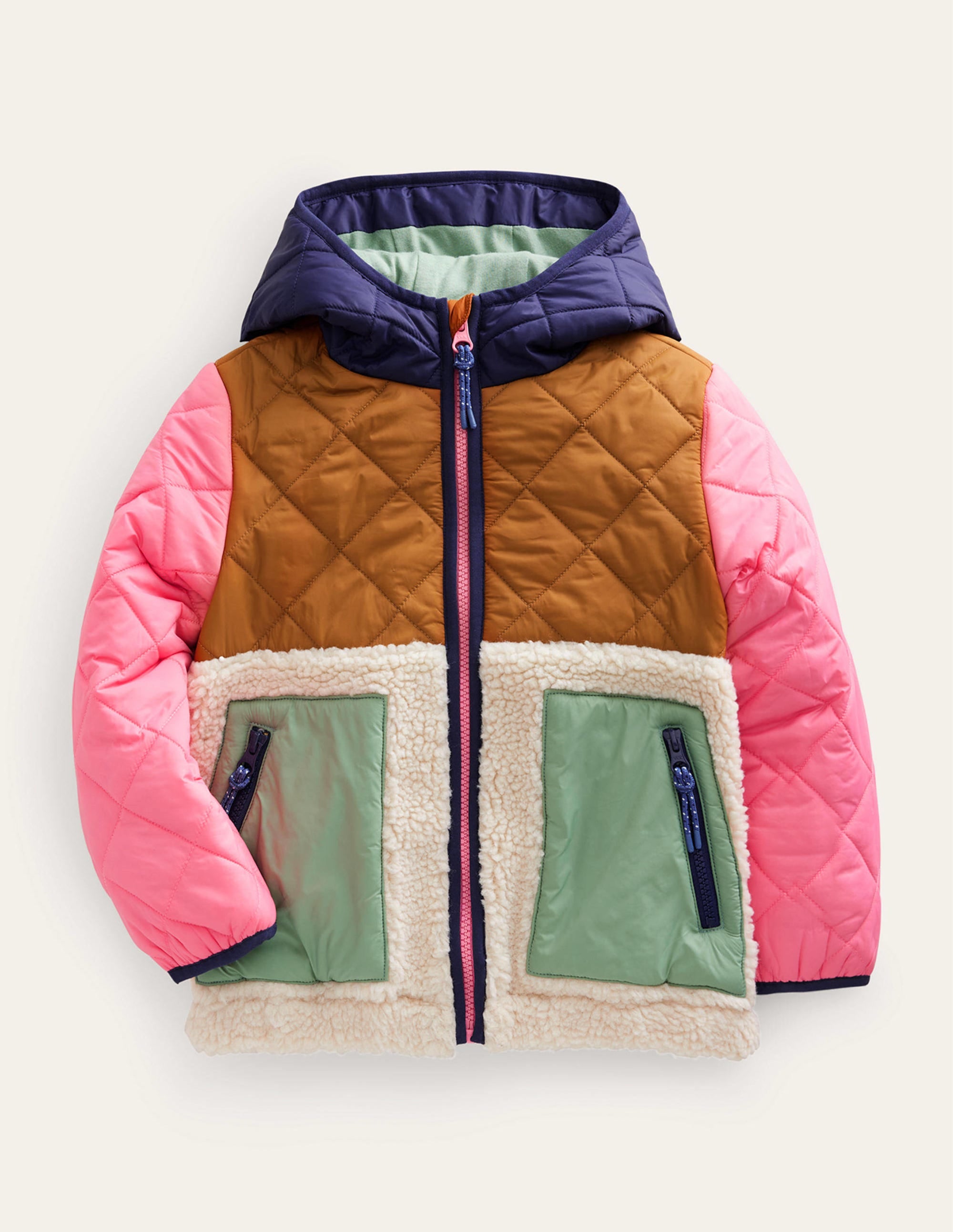 Borg Mix Jacket-Butterscotch Brown - Image 1
