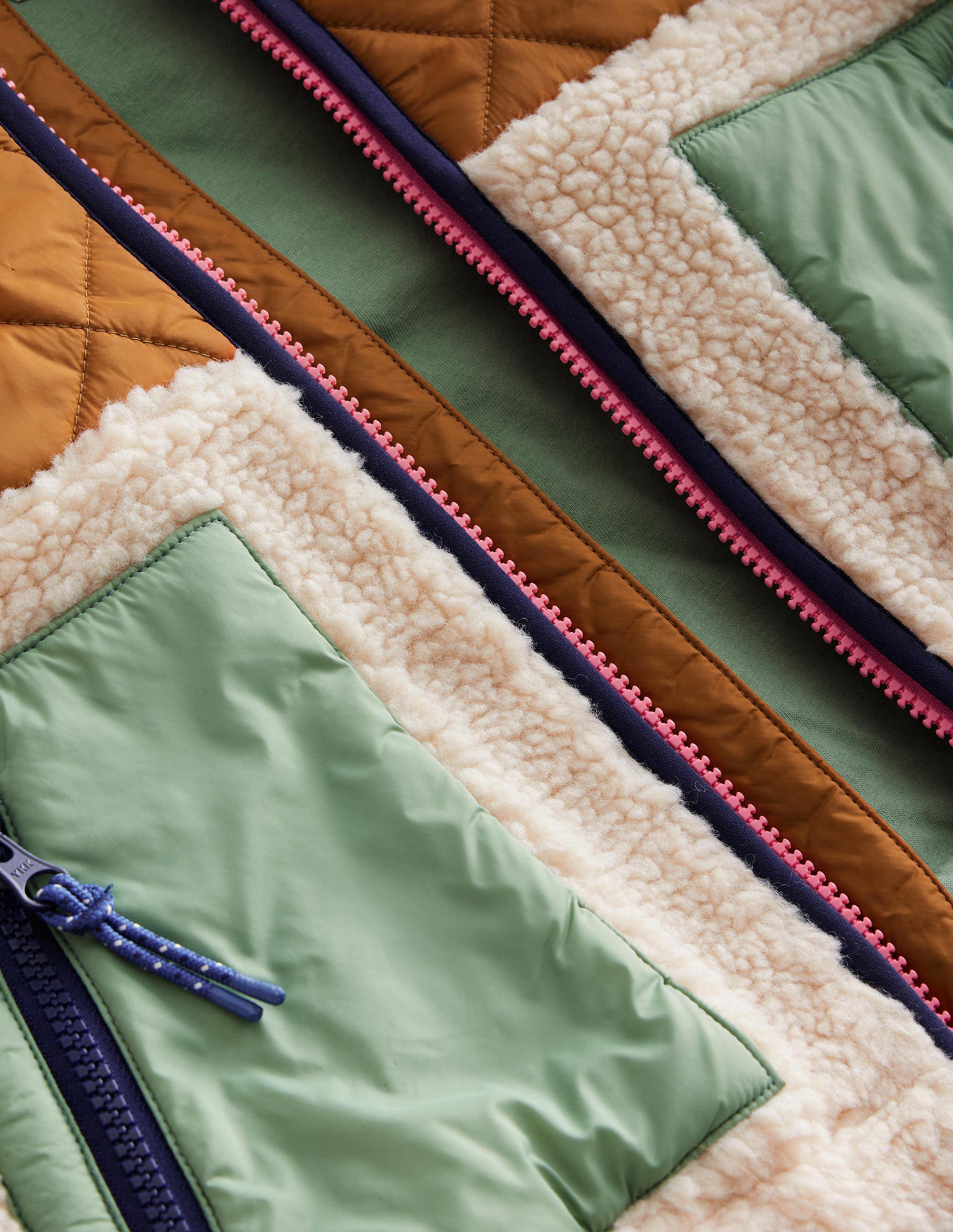 Borg Mix Jacket-Butterscotch Brown - Image 3