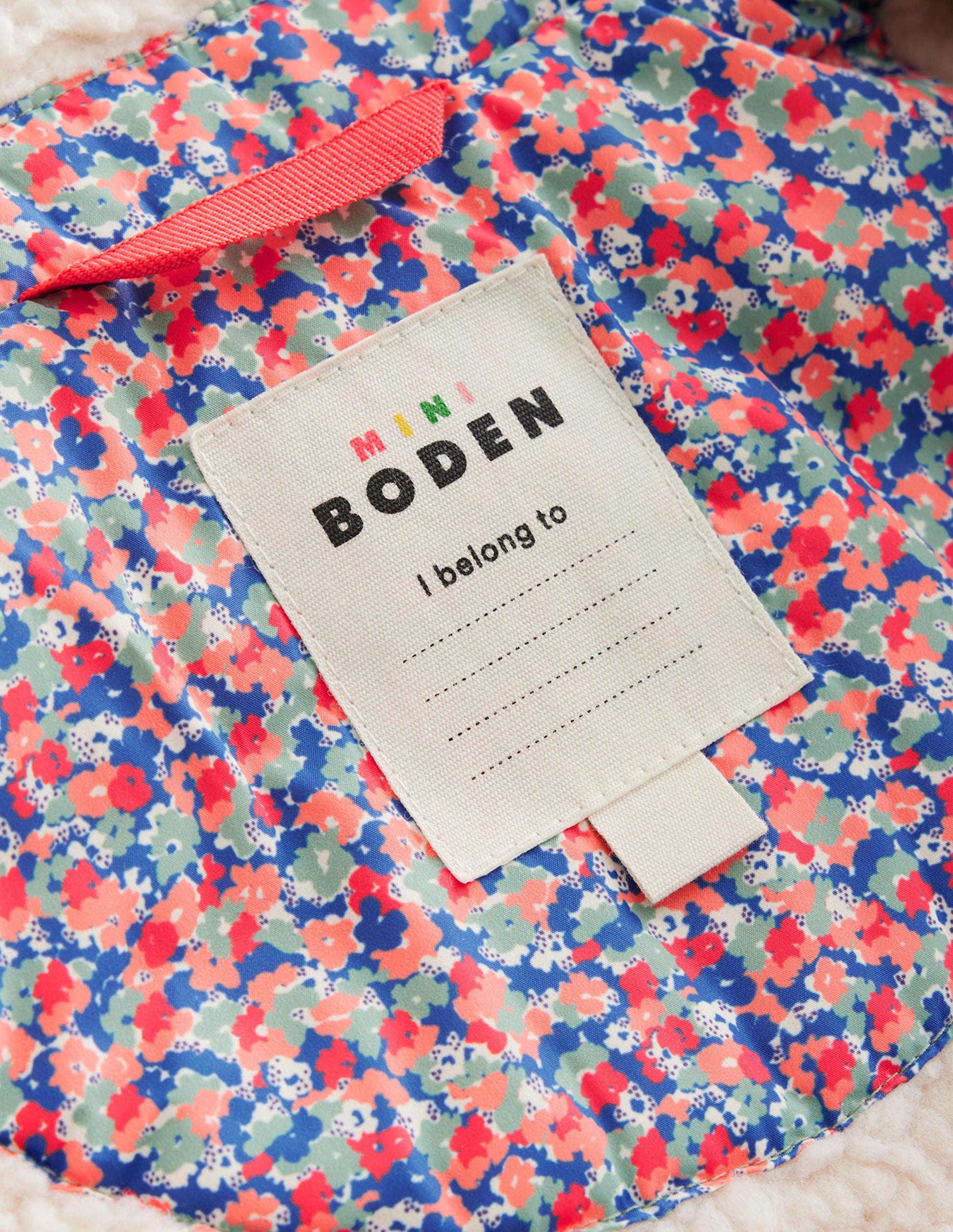 Borg Detail Padded Jacket-Jam Red Micro Floral-4