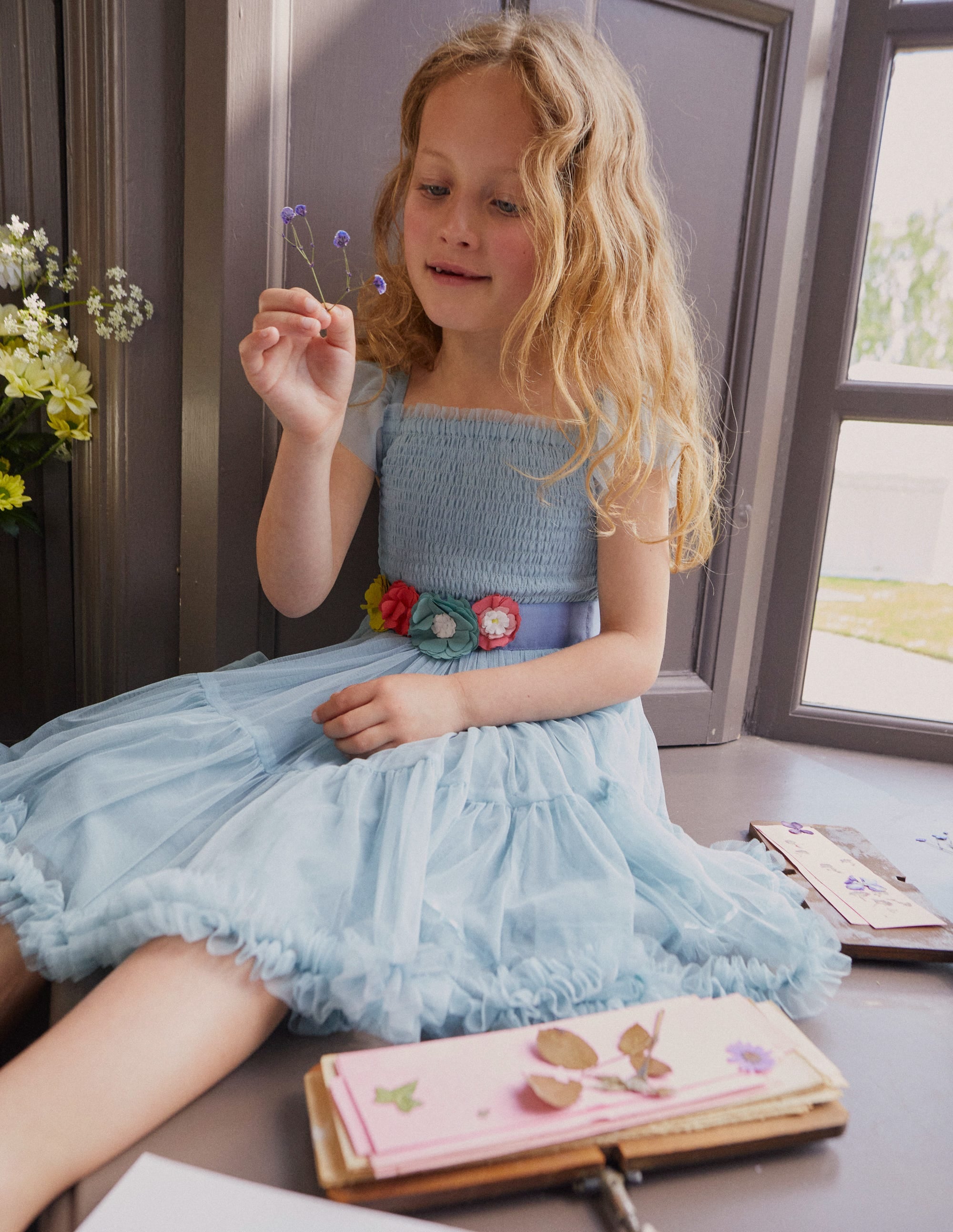 Full Tulle Corsage Dress-Tourmaline Blue - Image 4