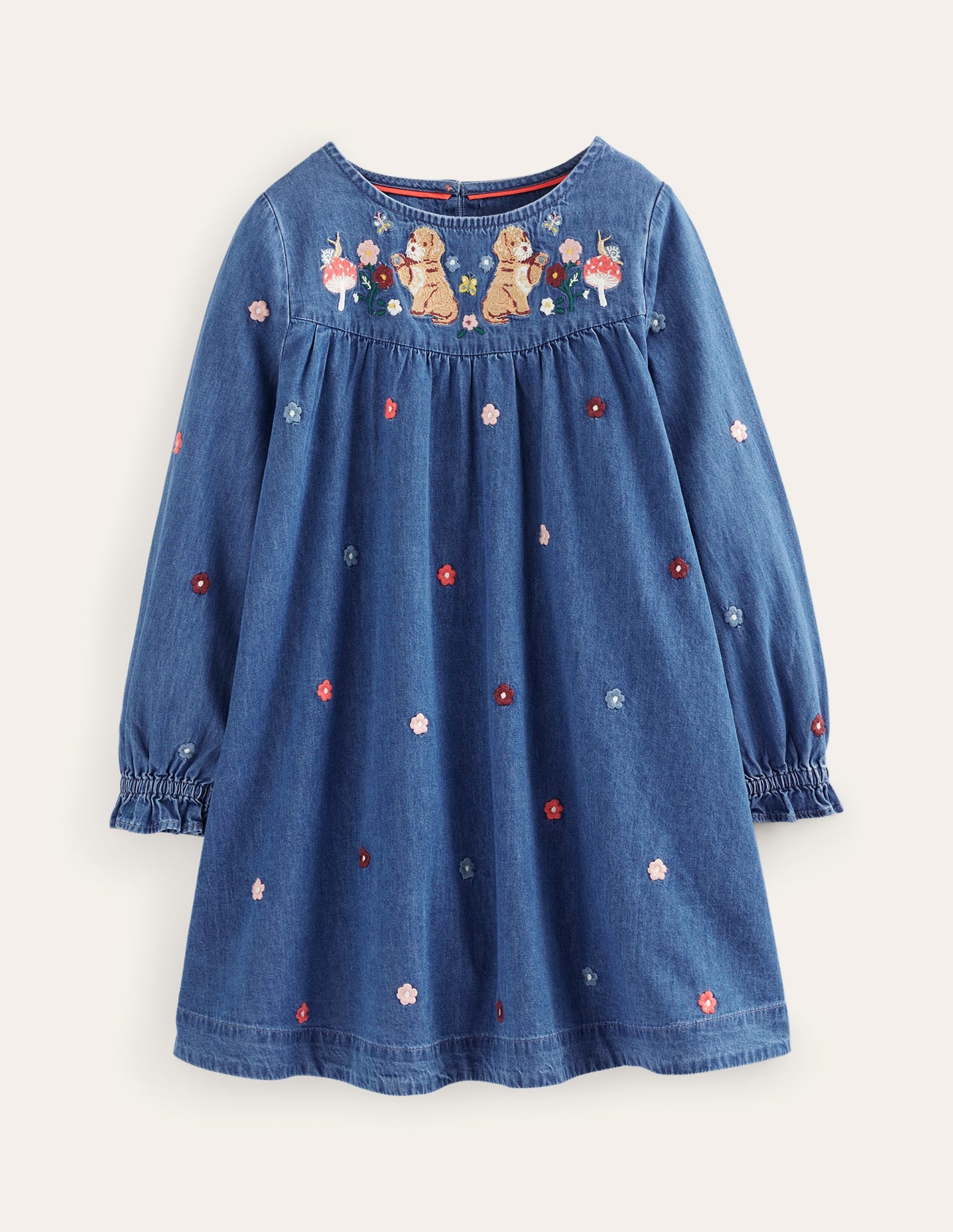 Logo Woven Embroidered Dress-Mid Vintage Denim-1