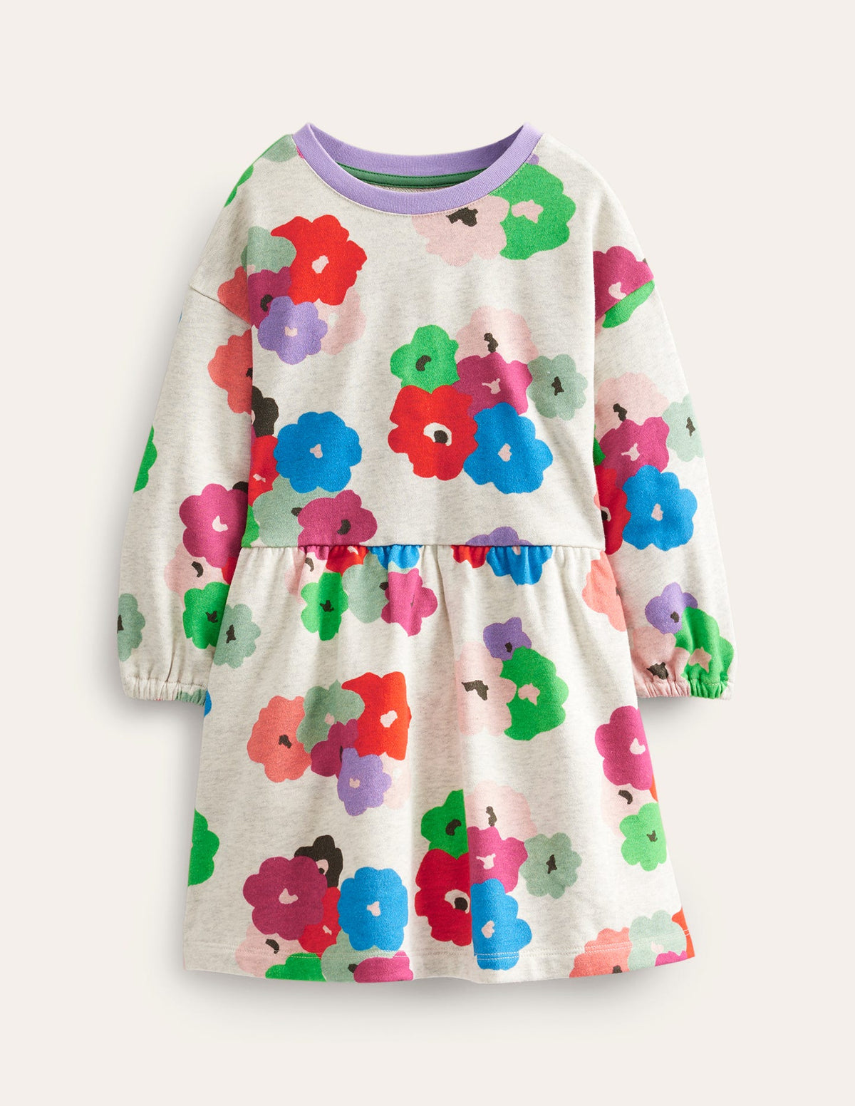 Relaxed Printed Sweat Dress-Mutli Abstract Floral - Image 1