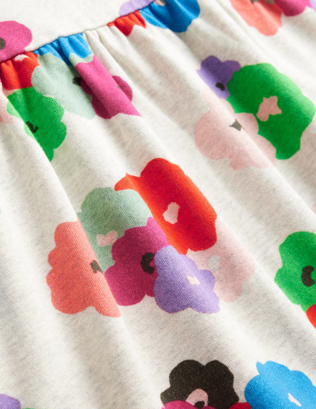 Relaxed Printed Sweat Dress-Mutli Abstract Floral - Image 3