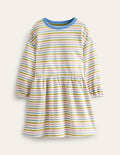 Relaxed Printed Sweat Dress-Starfuit/Almond Pink