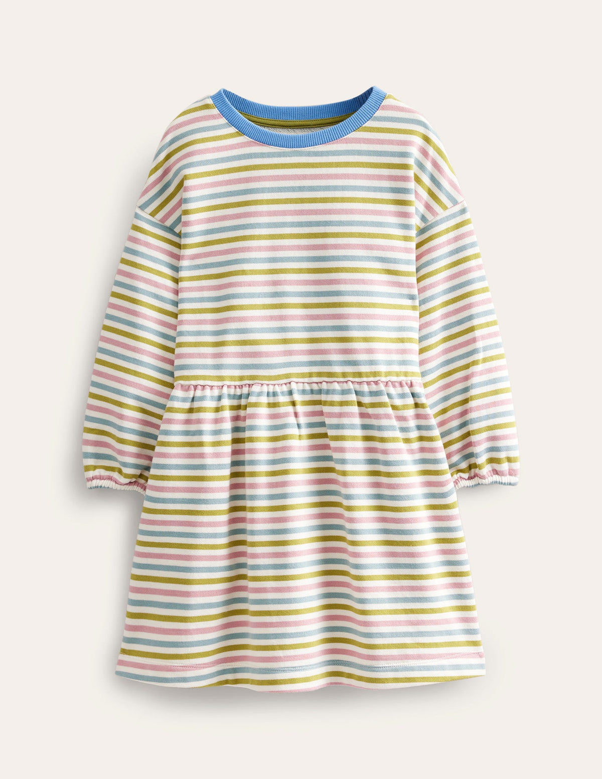 Relaxed Printed Sweat Dress-Starfuit/Almond Pink - Image 1